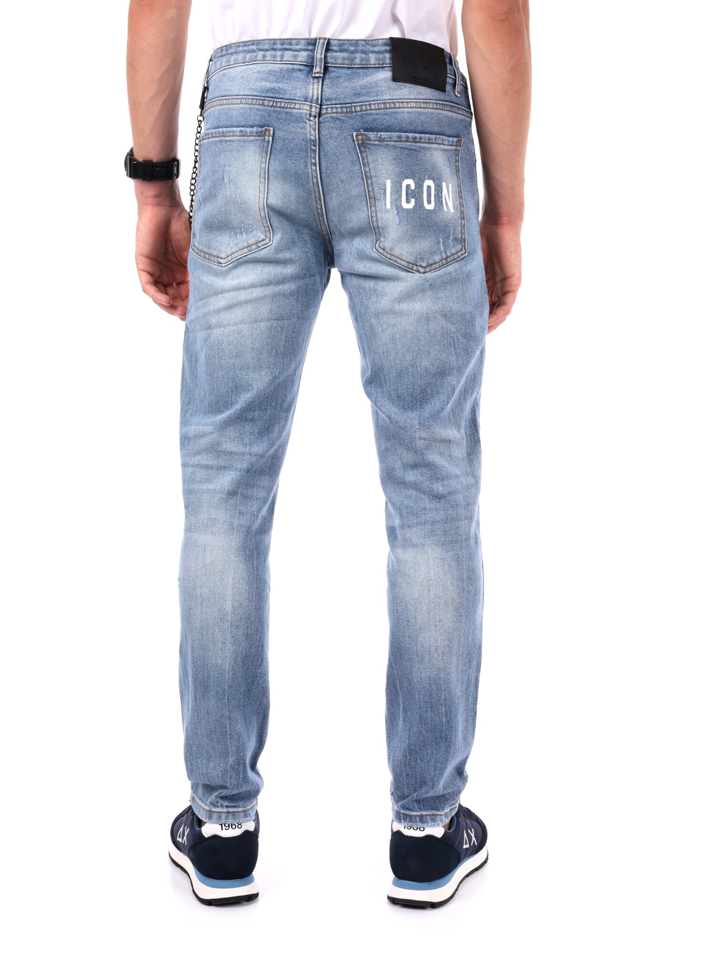 JEANS SLIM CON LOGO ICON DA UOMO LIGHT DENIM