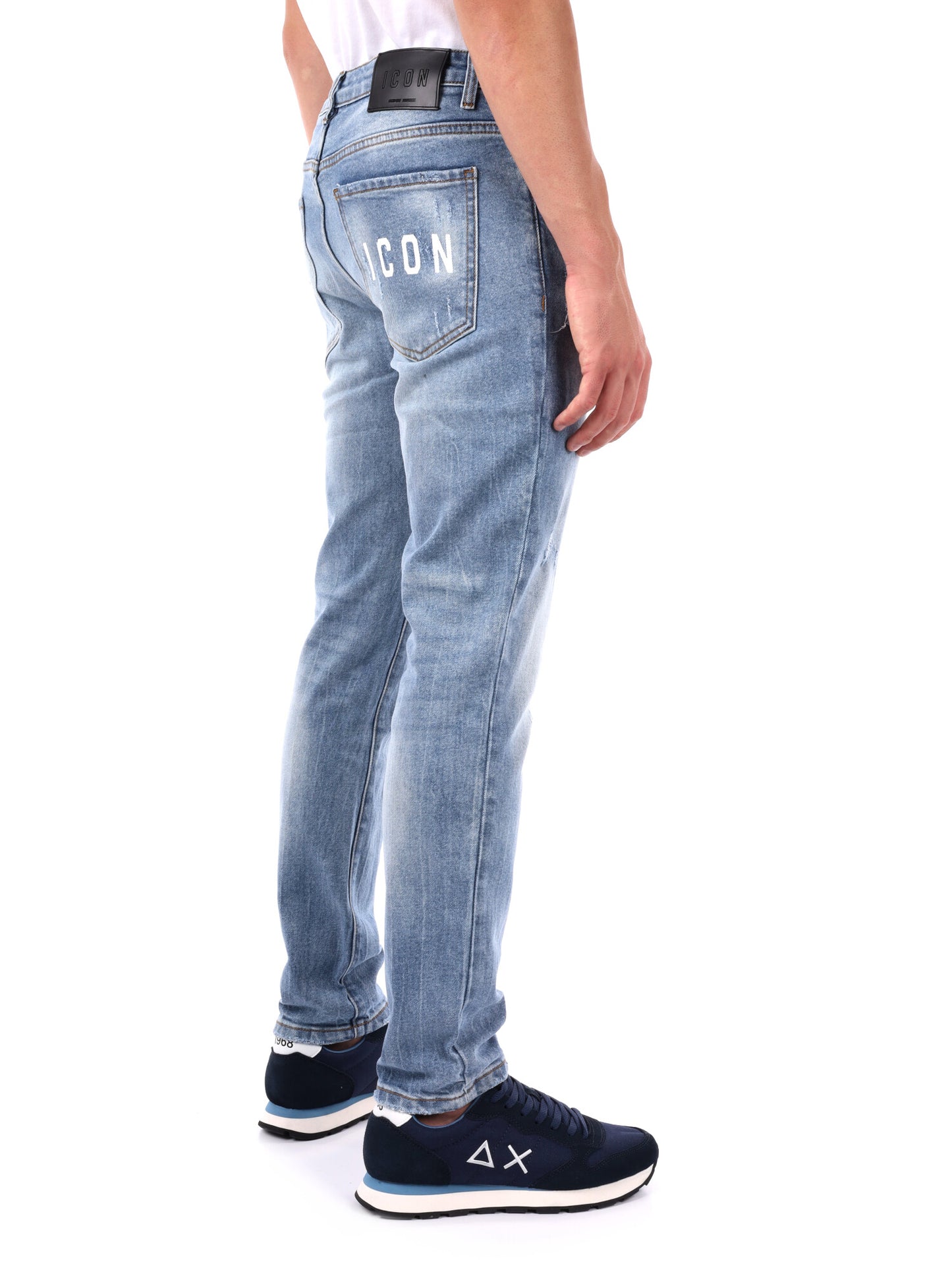 JEANS SLIM CON LOGO ICON DA UOMO LIGHT DENIM