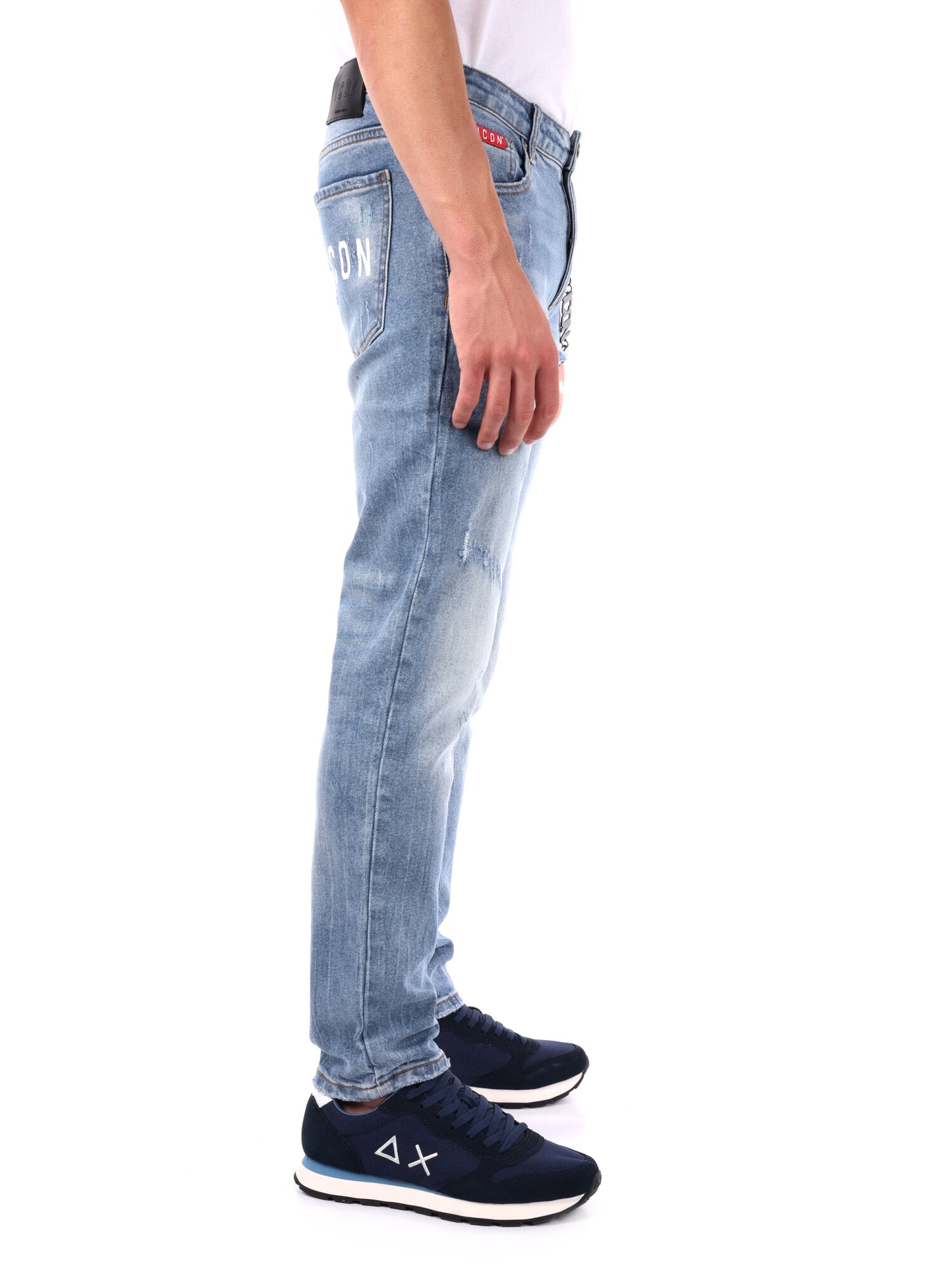 JEANS SLIM CON LOGO ICON DA UOMO LIGHT DENIM