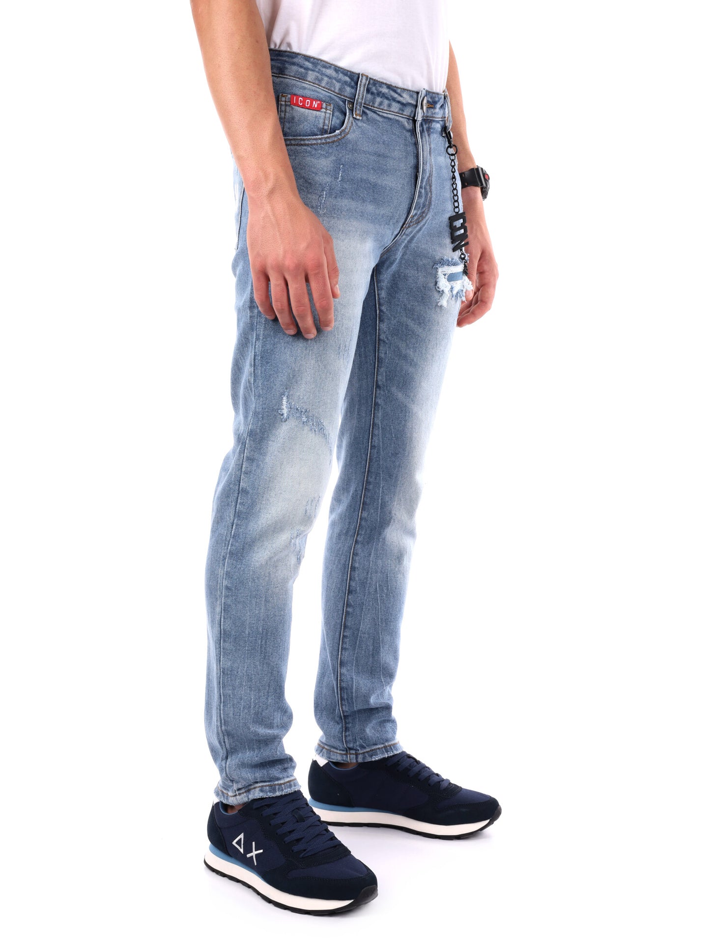 JEANS SLIM CON LOGO ICON DA UOMO LIGHT DENIM
