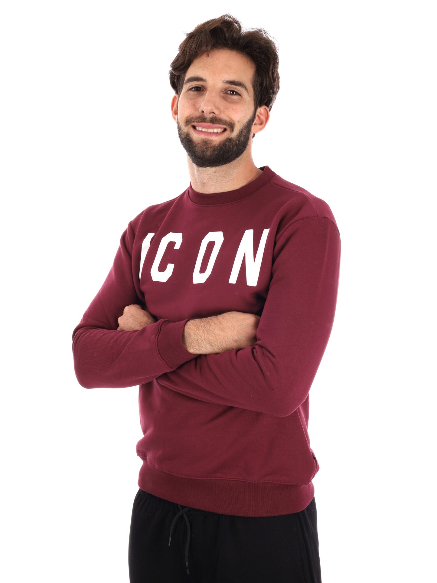 FELPA GIROCOLLO ICON DA UOMO BORDEAUX
