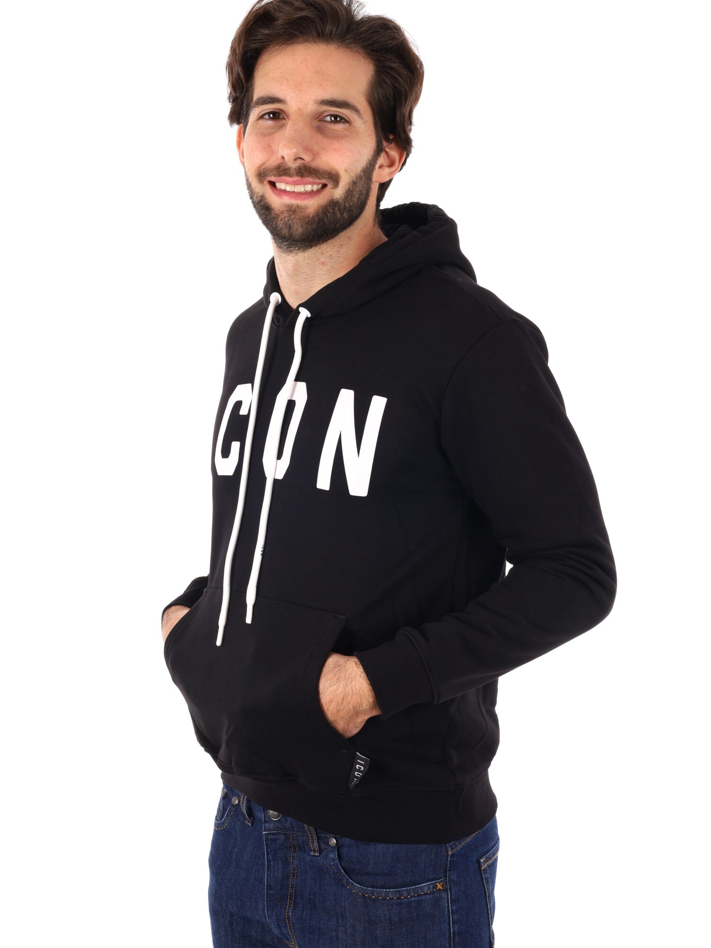 FELPA CON CAPPUCCIO ICON DA UOMO NERO