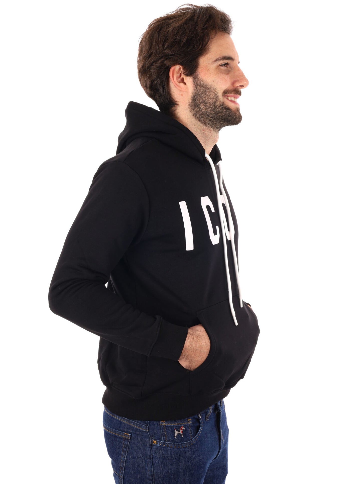 FELPA CON CAPPUCCIO ICON DA UOMO NERO