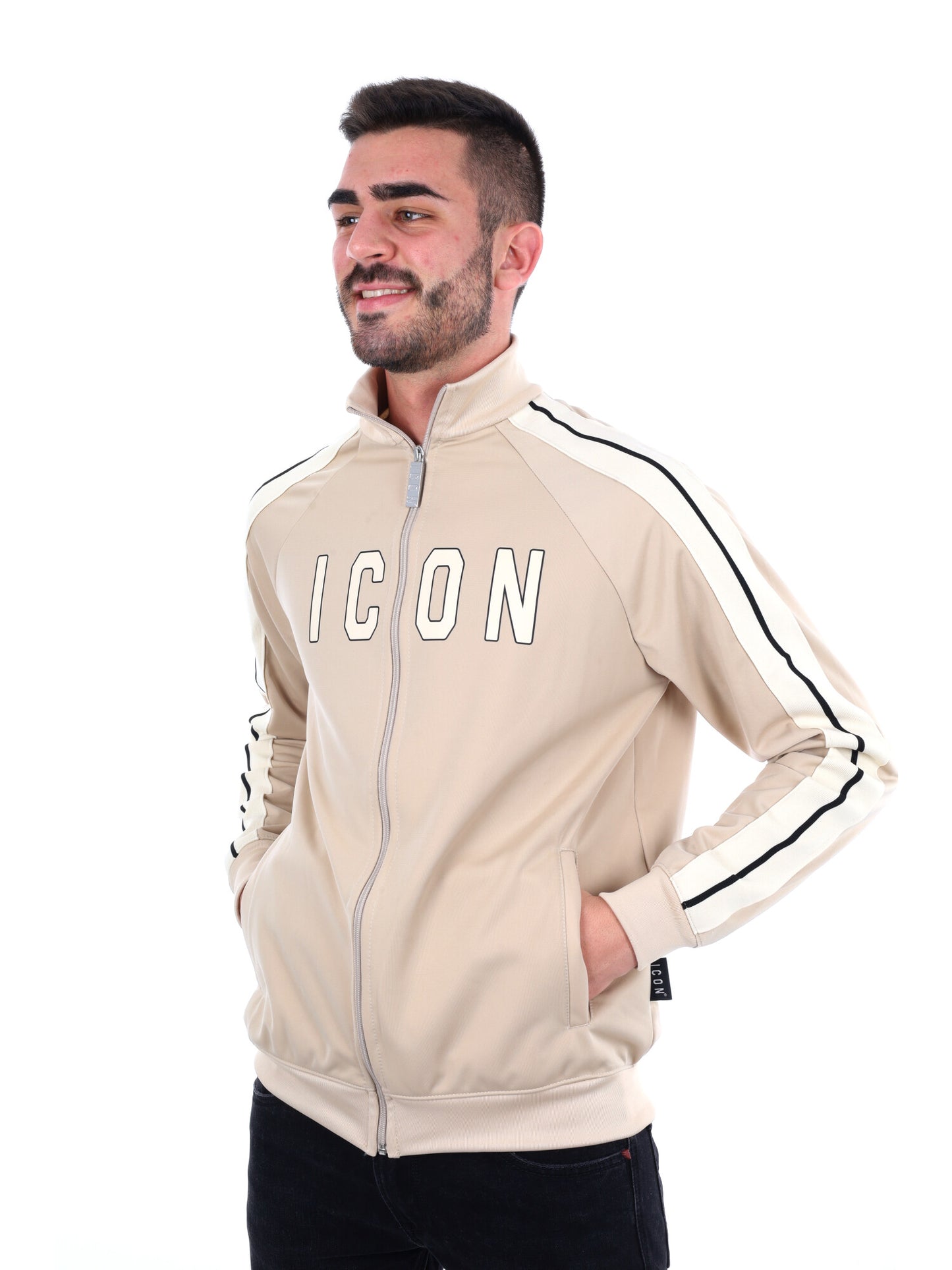 FELPA FULL ZIP ICON DA UOMO AVORIO