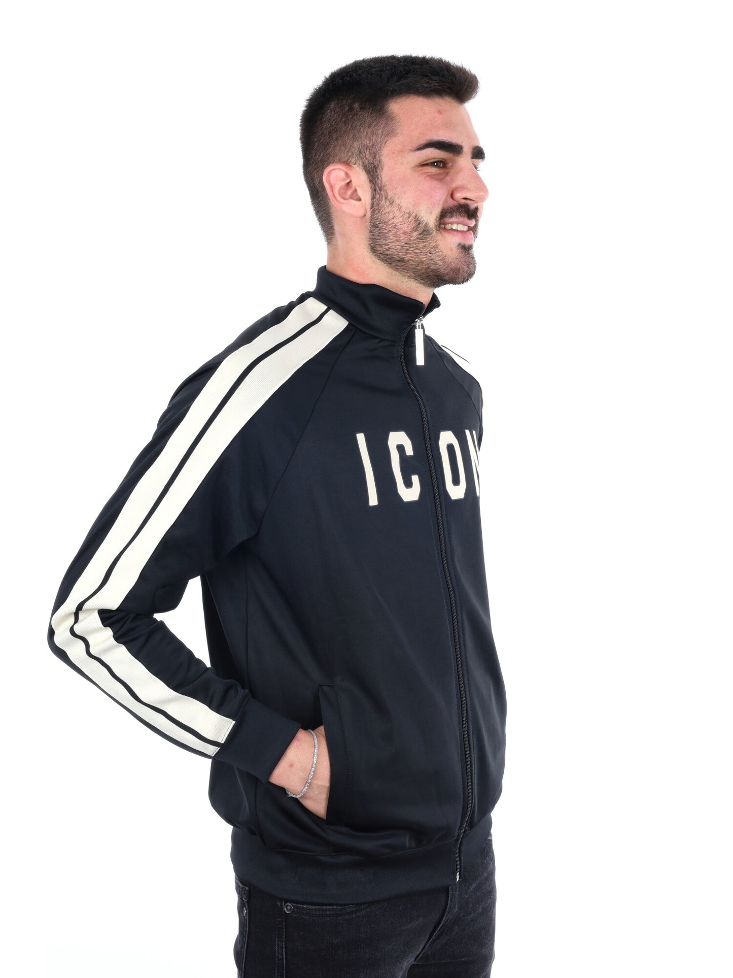 FELPA FULL ZIP ICON DA UOMO NERO