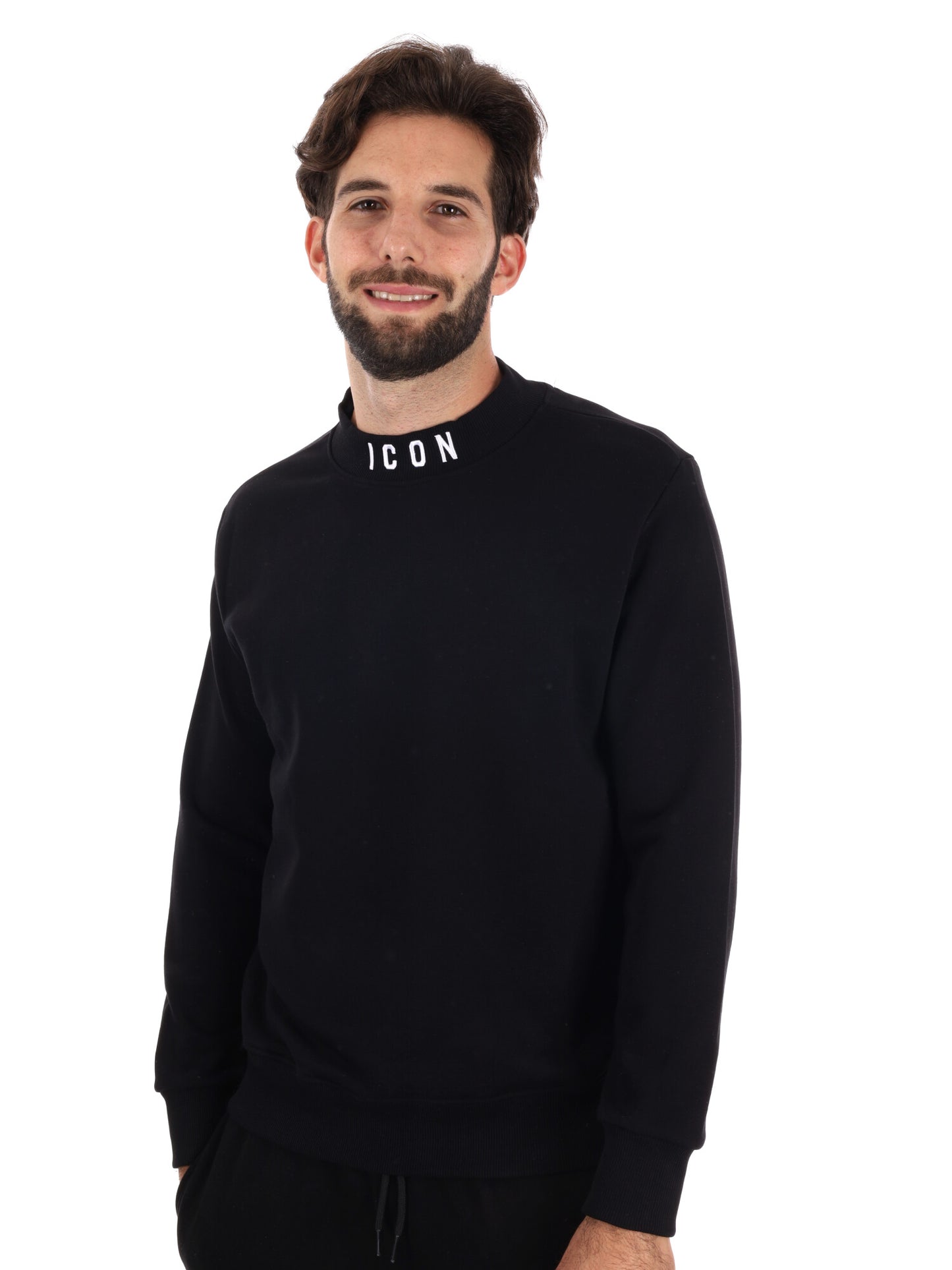 FELPA CON COLLETTO LOGATO ICON DA UOMO NERO