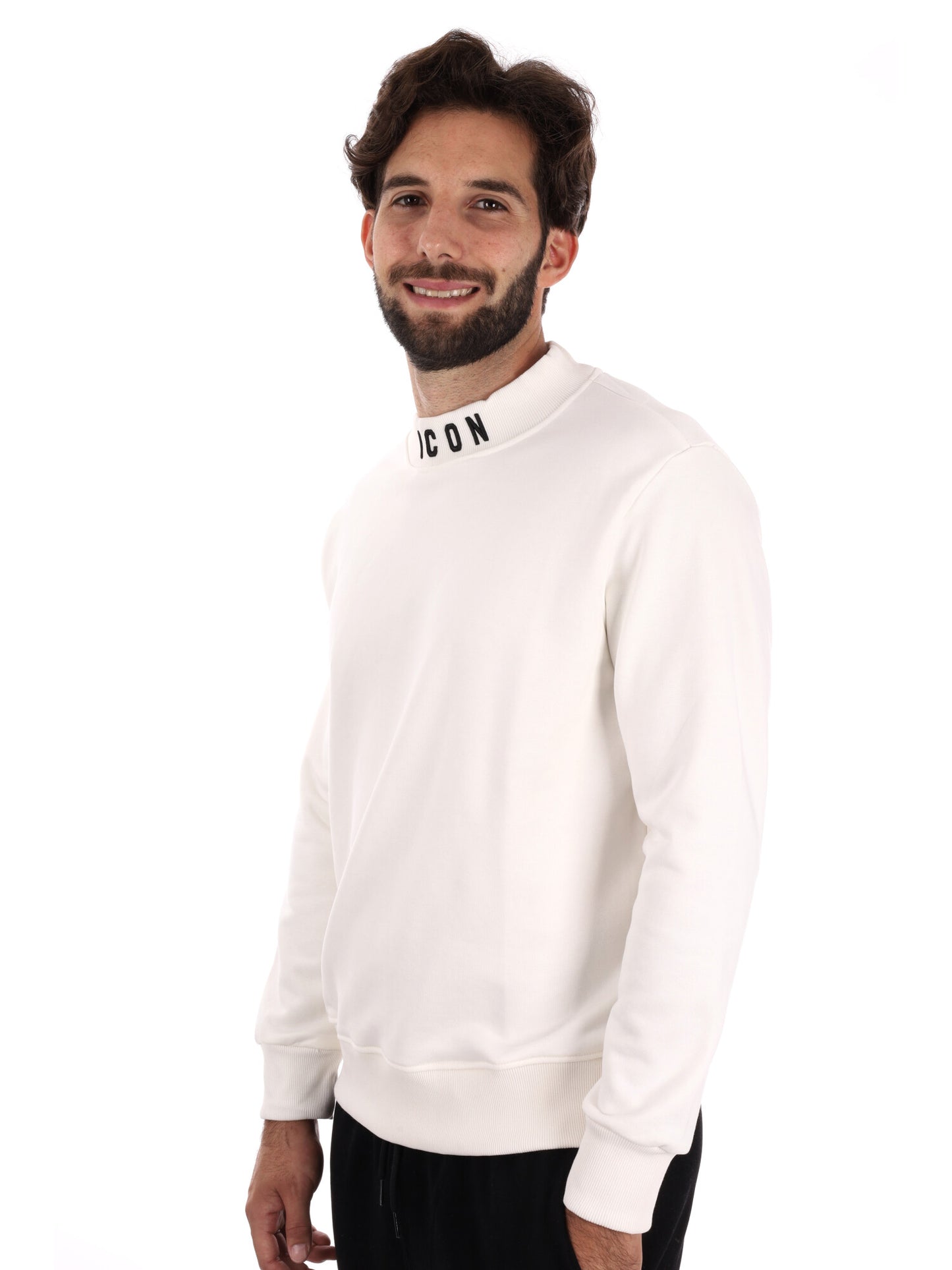 FELPA CON COLLETTO LOGATO ICON DA UOMO BIANCO