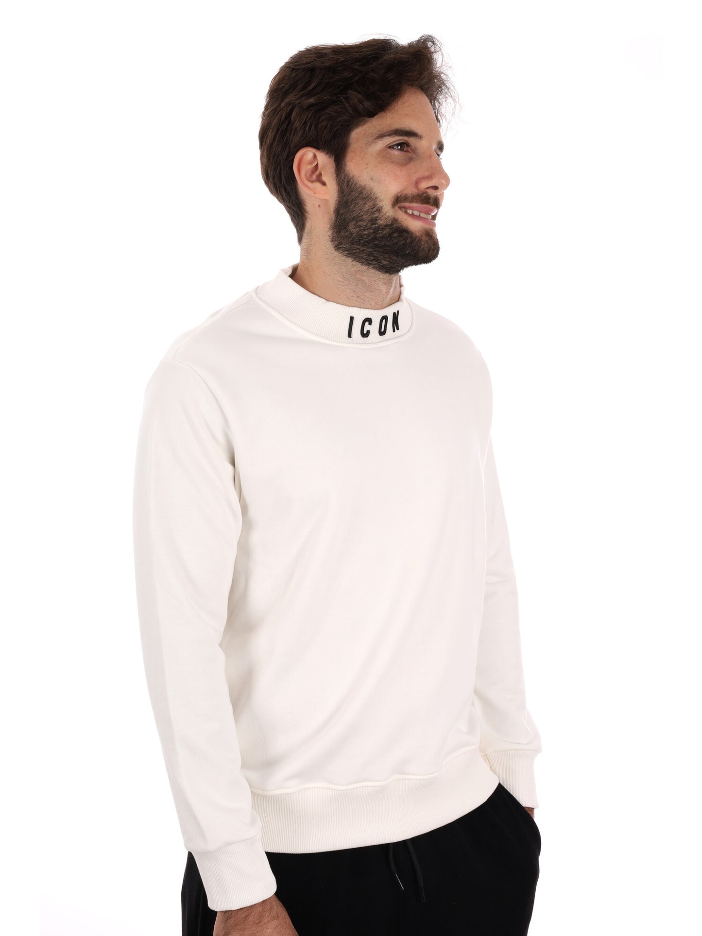 FELPA CON COLLETTO LOGATO ICON DA UOMO BIANCO