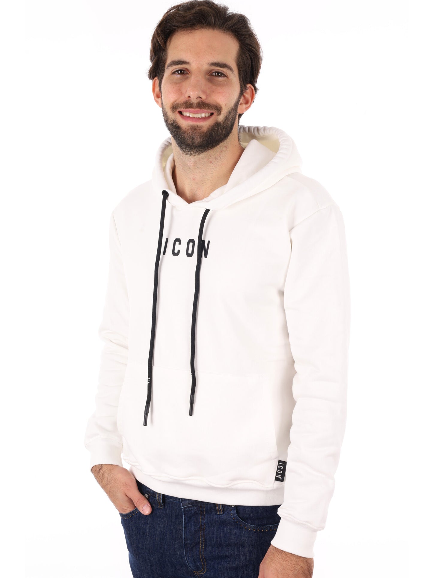 FELPA CON CAPPUCCIO ICON DA UOMO BIANCO