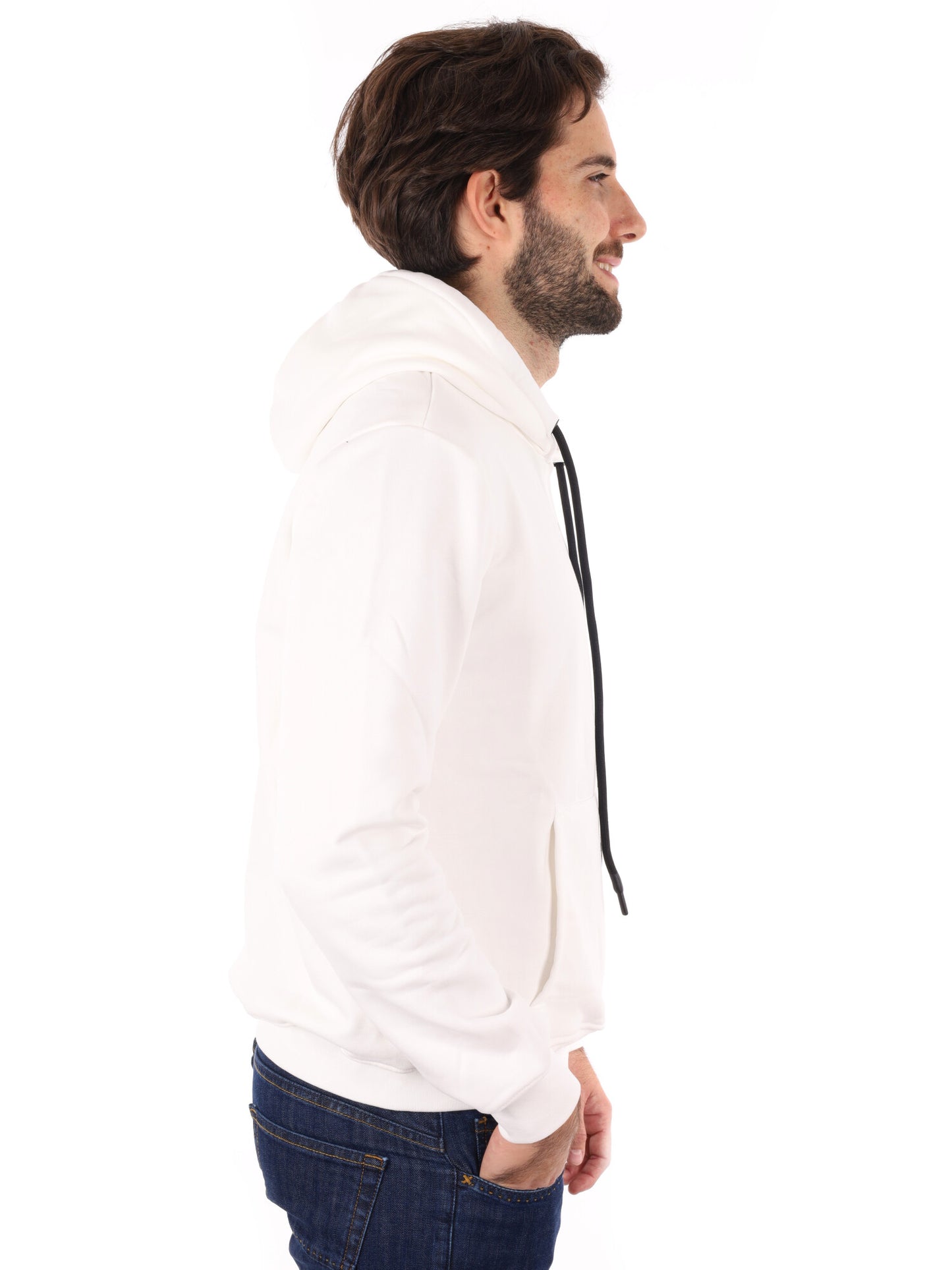 FELPA CON CAPPUCCIO ICON DA UOMO BIANCO