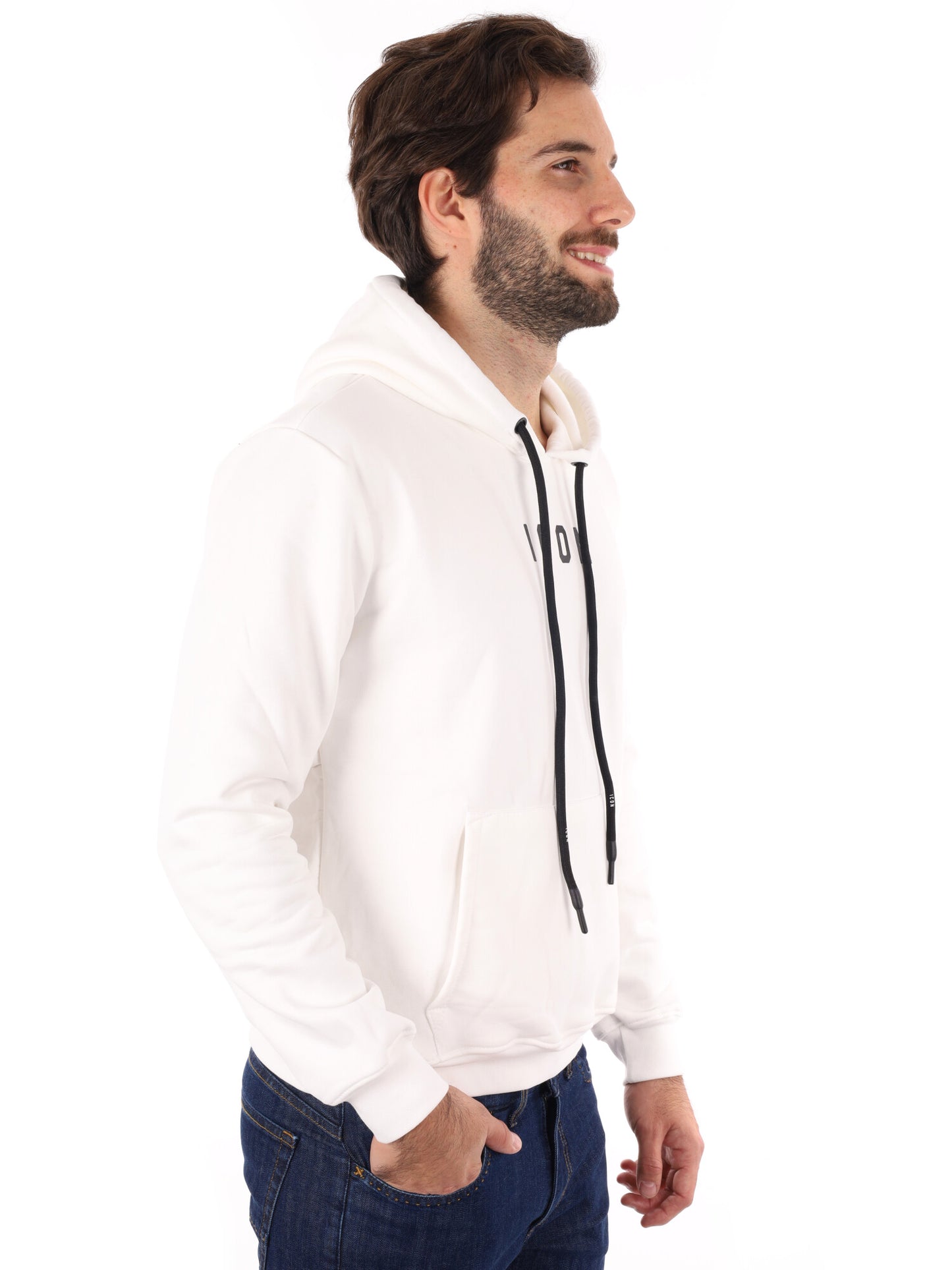 FELPA CON CAPPUCCIO ICON DA UOMO BIANCO