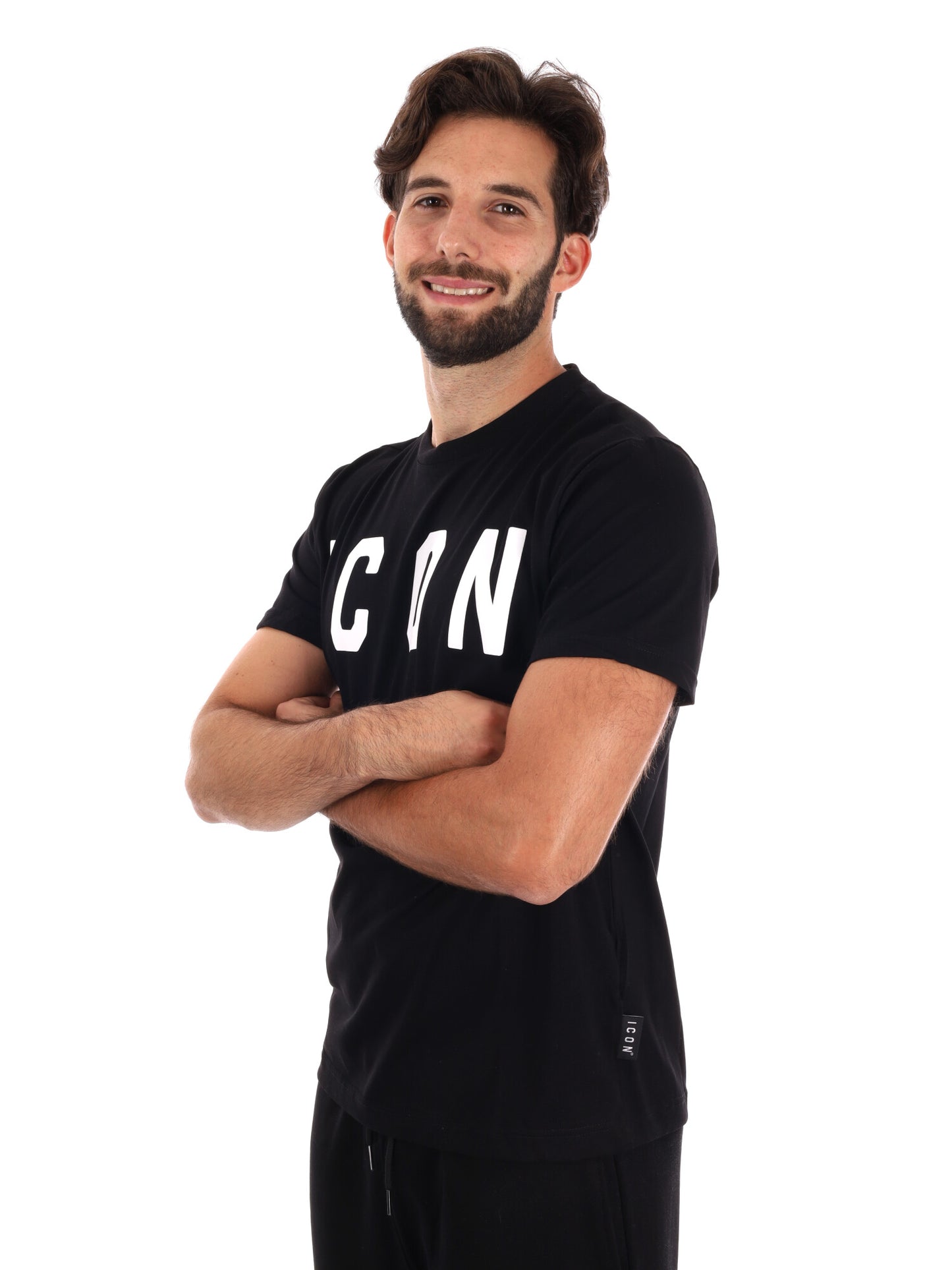 T-SHIRT CON MAXI LOGO ICON DA UOMO NERO