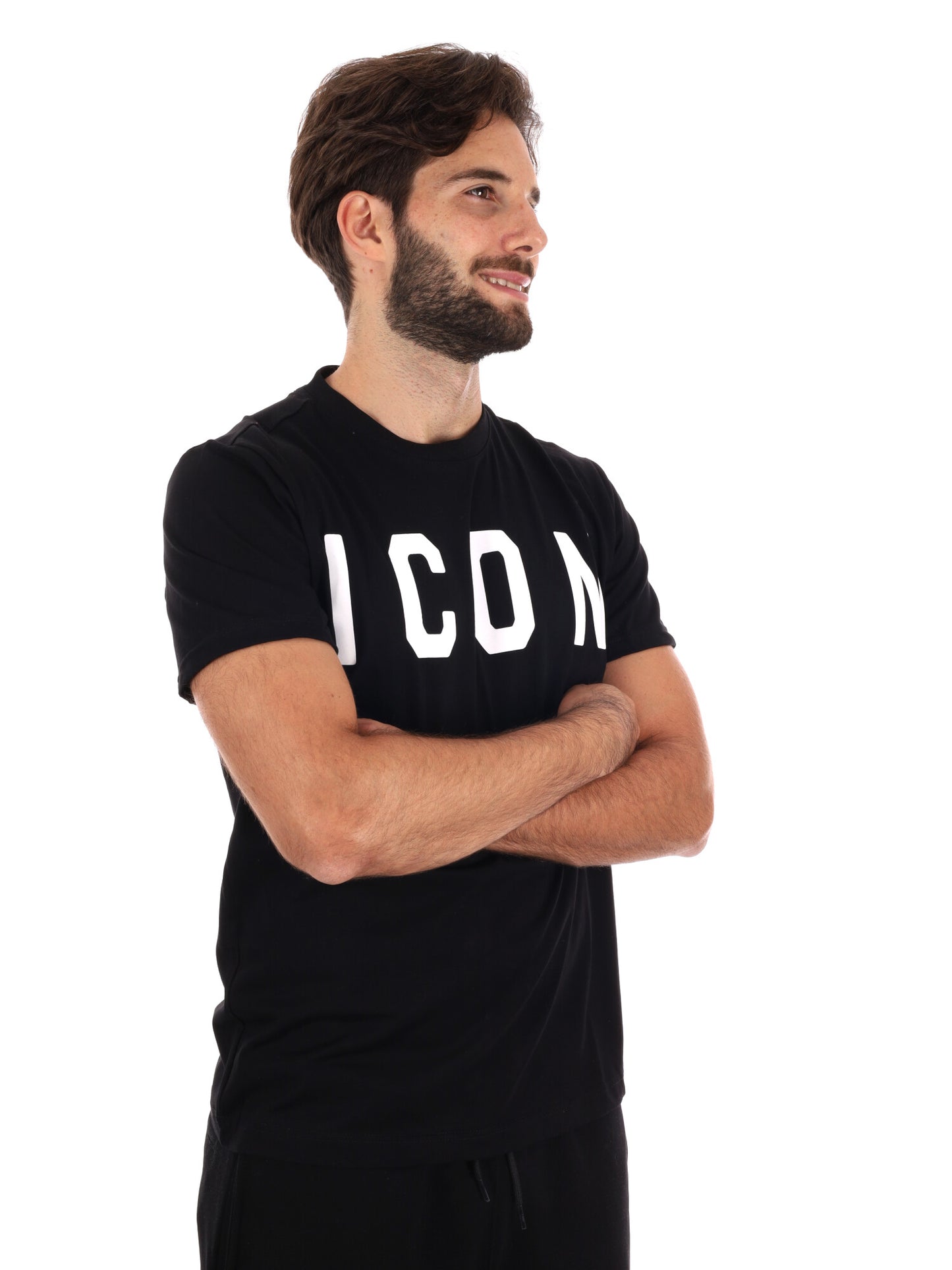 T-SHIRT CON MAXI LOGO ICON DA UOMO NERO