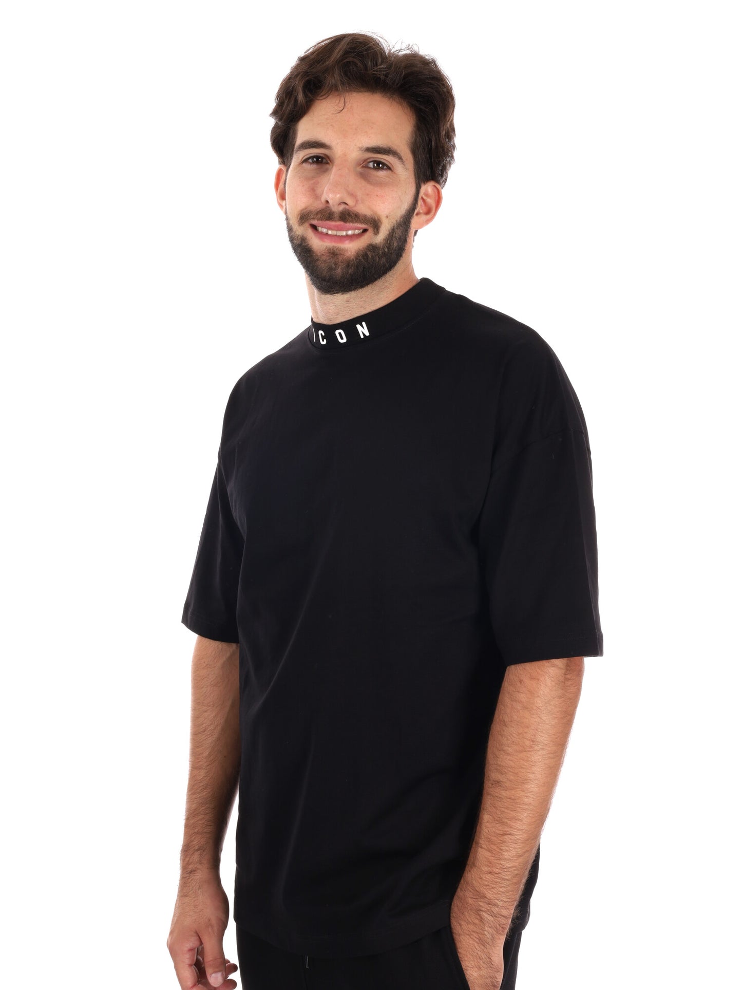 T-SHIRT CONCOLLETTO ICON DA UOMO NERO
