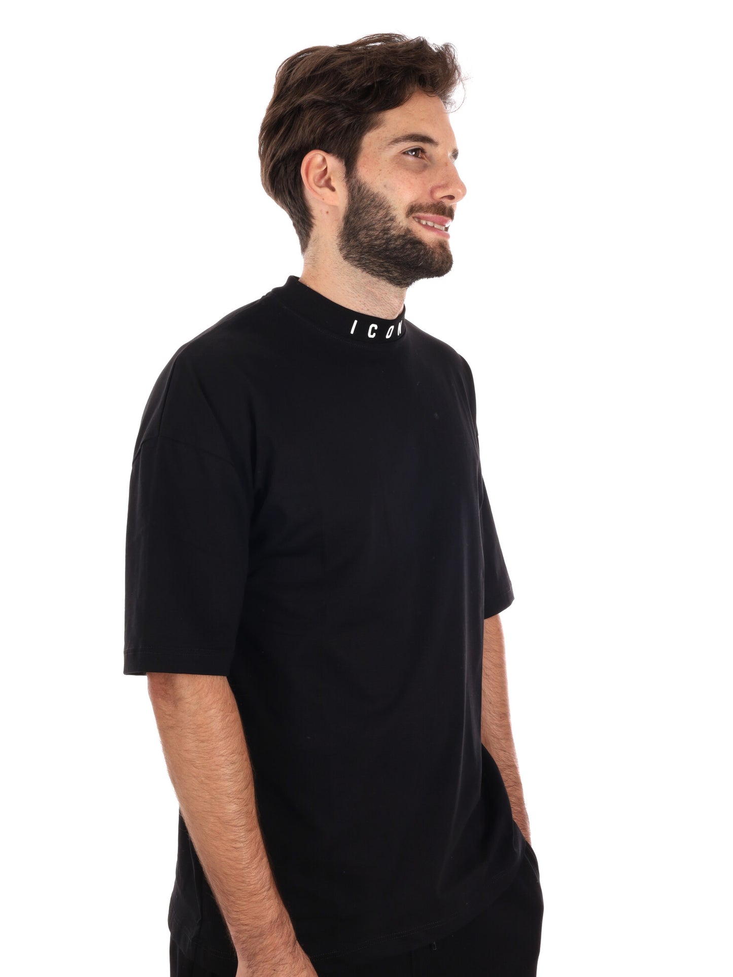 T-SHIRT CONCOLLETTO ICON DA UOMO NERO