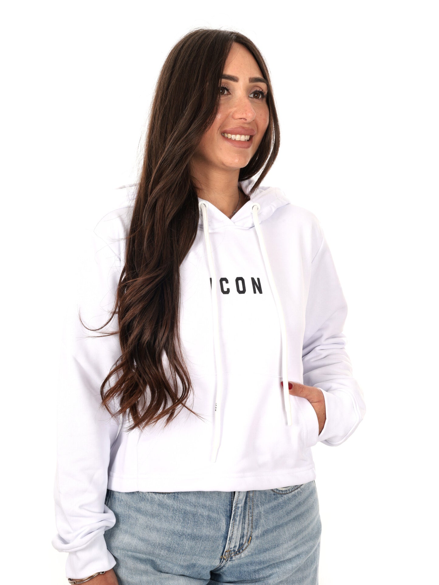 Felpa crop Icon multicolore da donna fresca e di tendenza