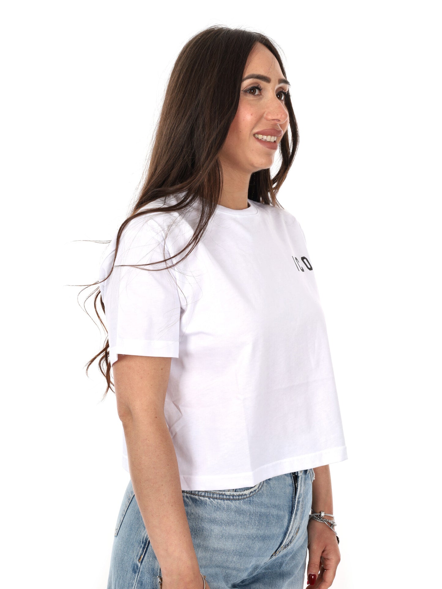 Icon t-shirt crop multicolore da donna