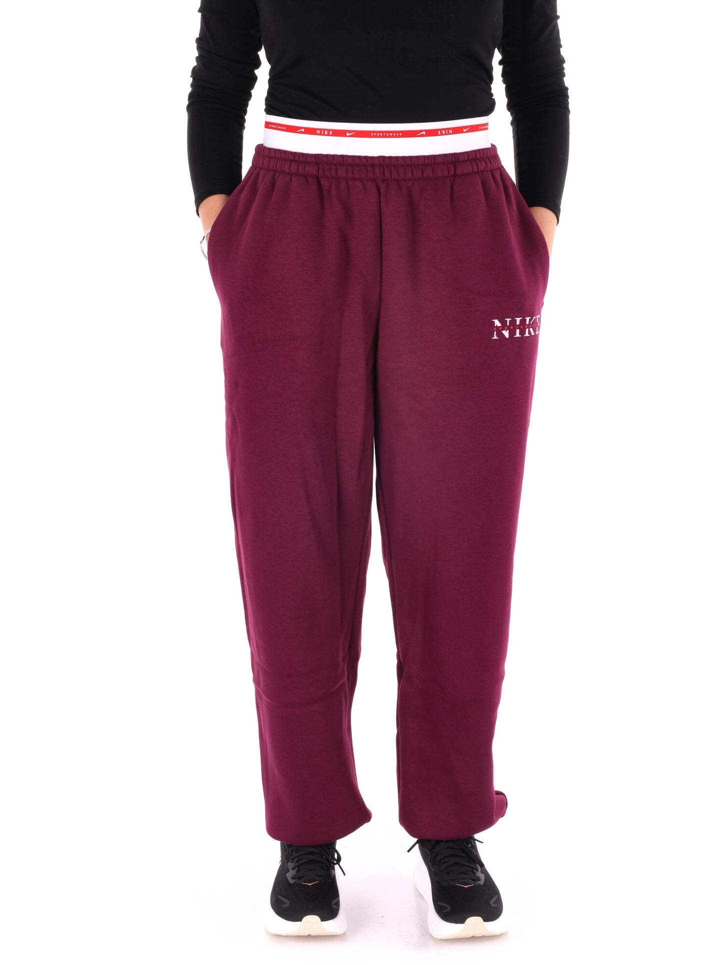 PANTALONE TUTA A VITA ALTA NIKE DA DONNA BORDEAUX
