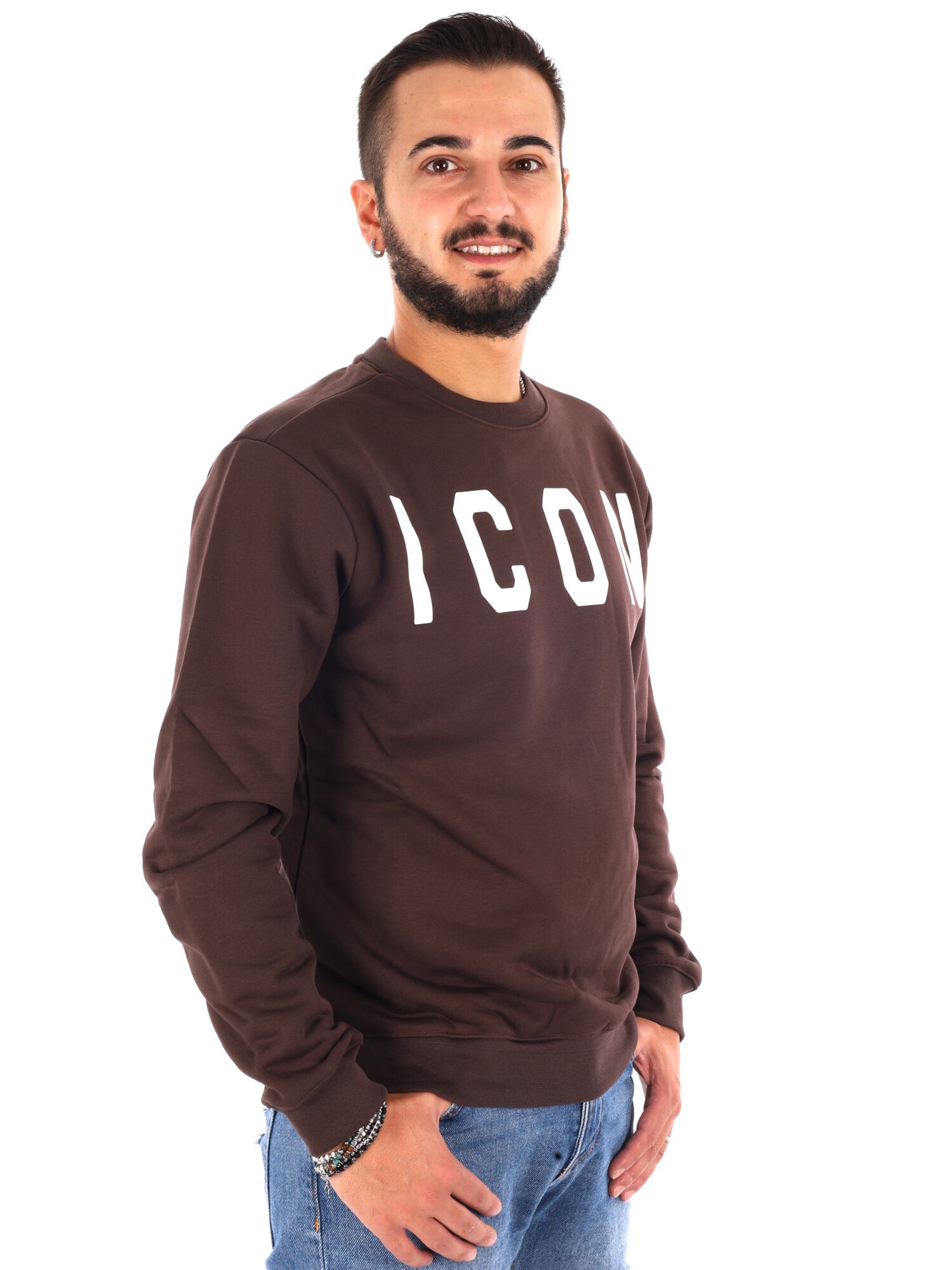 Icon IUF008C Moro, felpa da uomo marrone