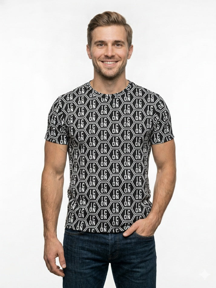 T-shirt maniche corte Icon da uomo in cotone nero