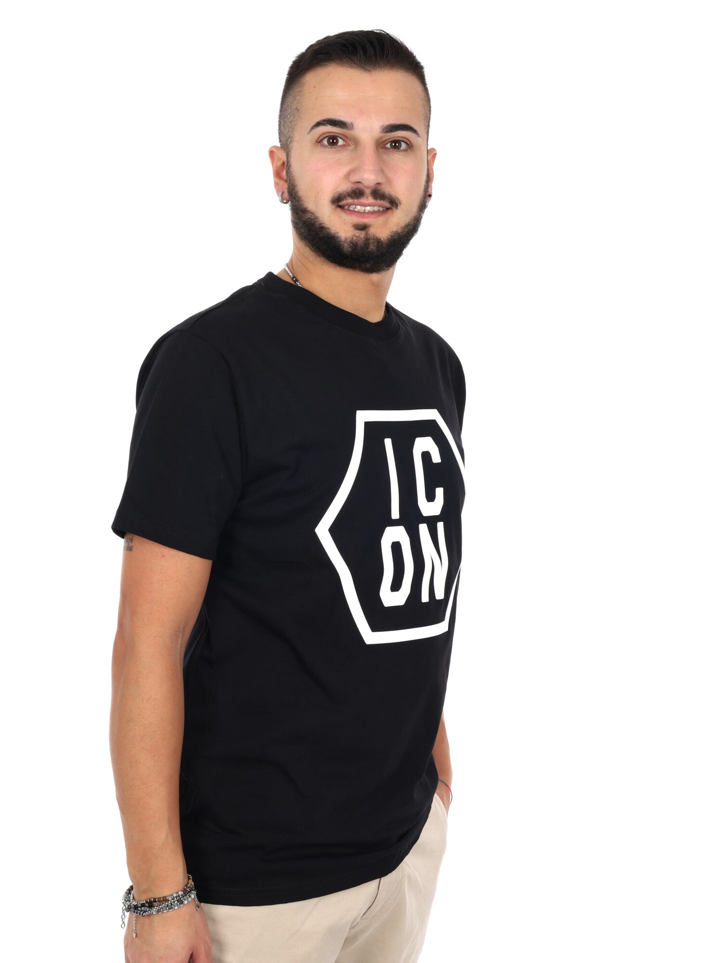 Icon IUT040 bianca e nera, t-shirt maniche corte da uomo