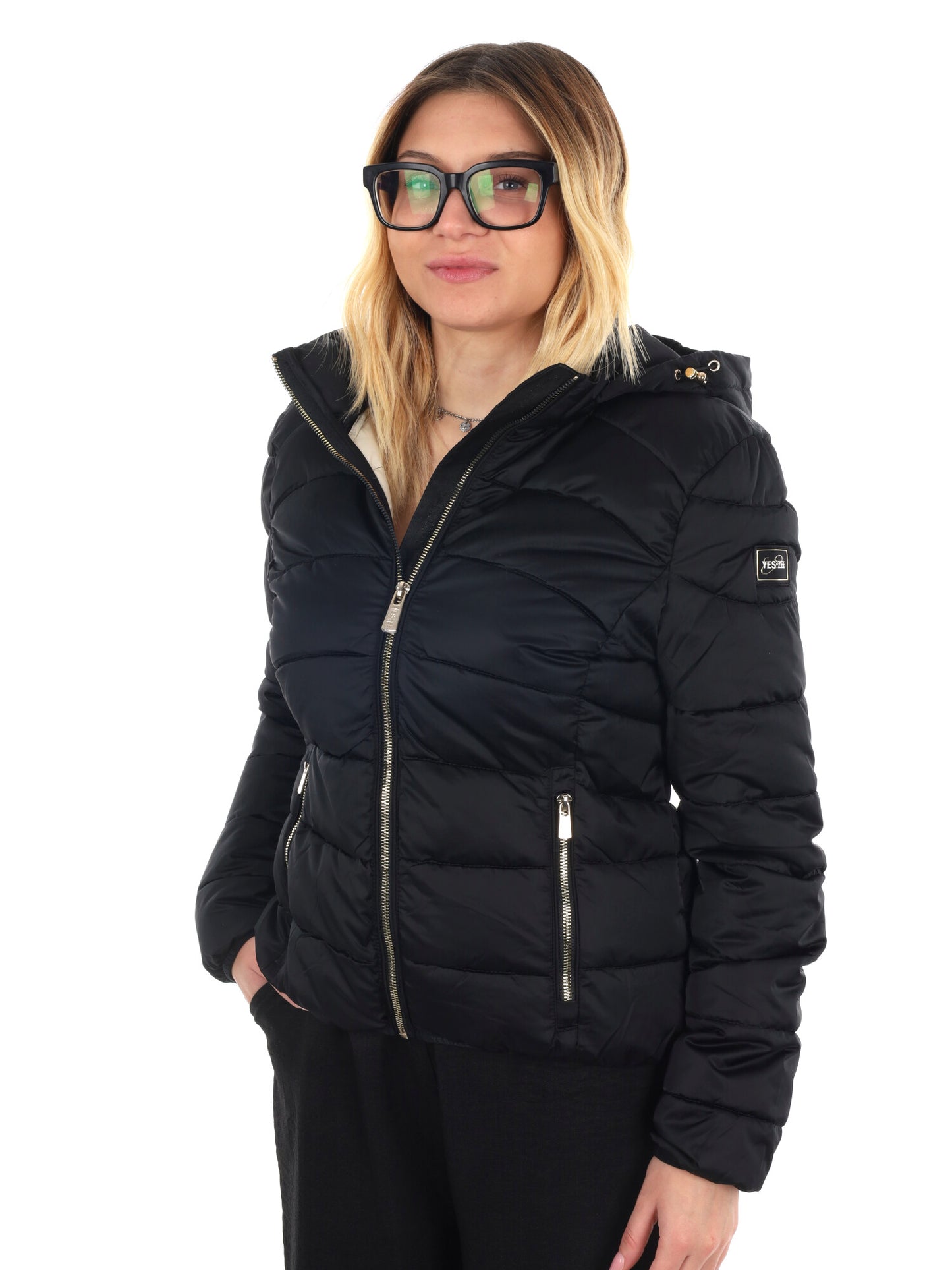 GIUBBINO CORTO TRAPUNTATO YES ZEE DA DONNA NERO