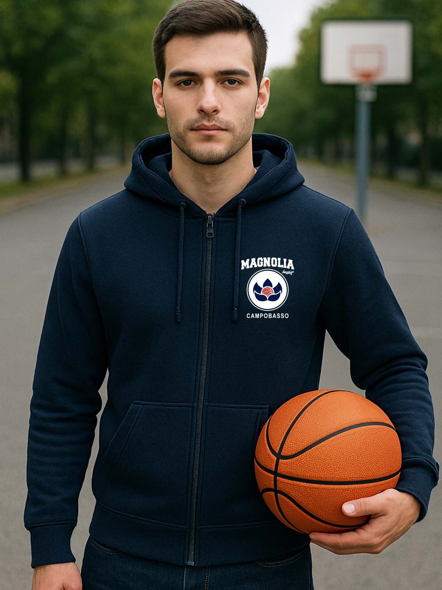 FELPA CON ZIP MAGNOLIA BASKET UNISEX BLU