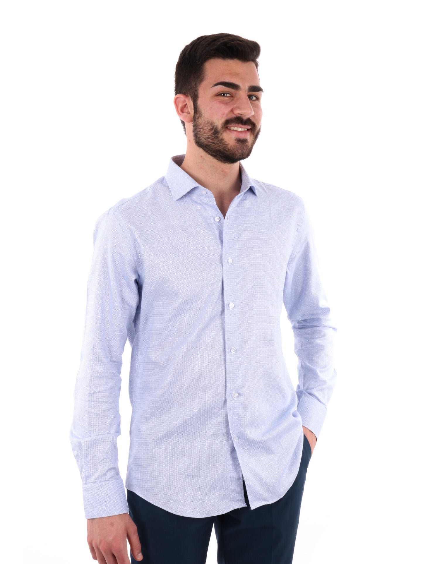 F.B. CAMICIA ML - BIANCO CELESTE