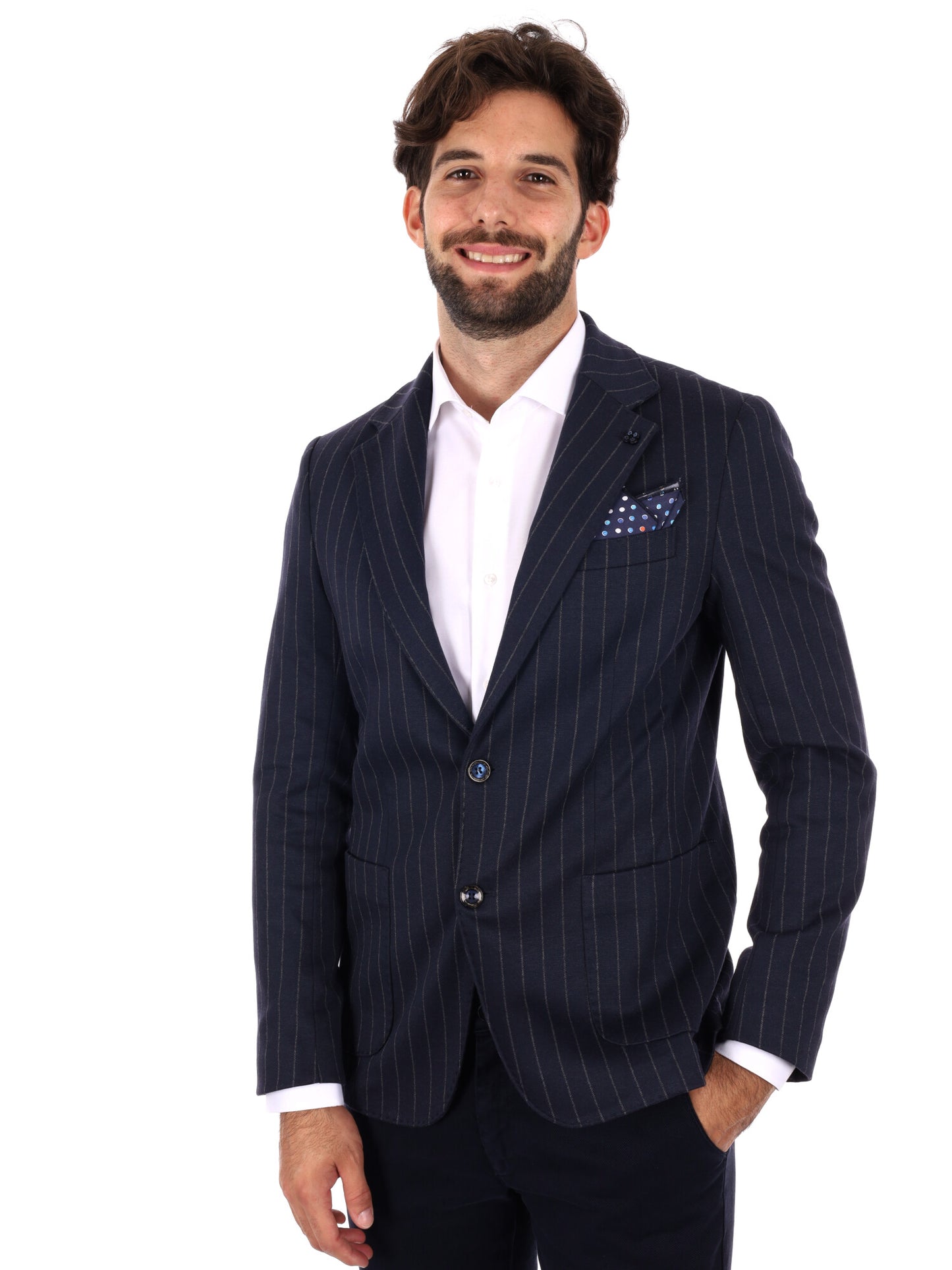 GIACCA A RIGHE MONOPETTO FB DA UOMO BLU