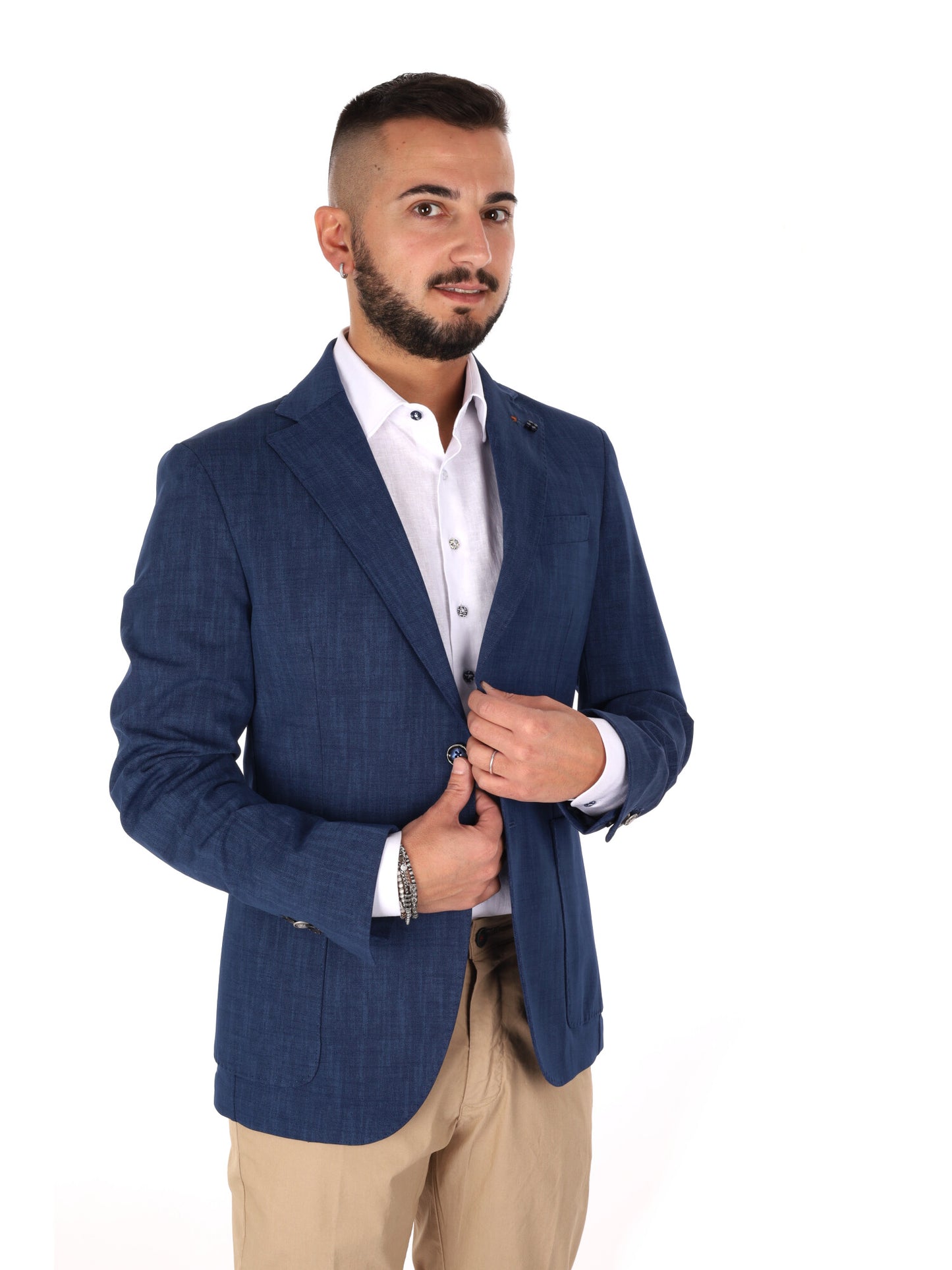 Giacca elegante da uomo FB blu in punto milano versatile