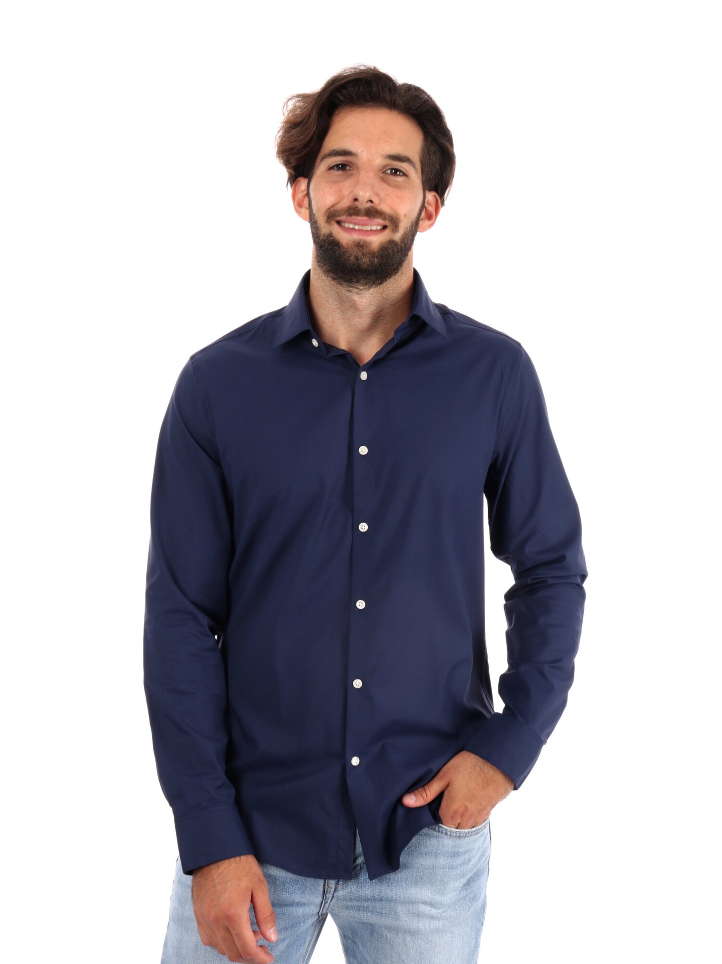 CAMICIA SLIM PERFORMANCE STRETCH CALVIN KLEIN JEANS UOMO BLU