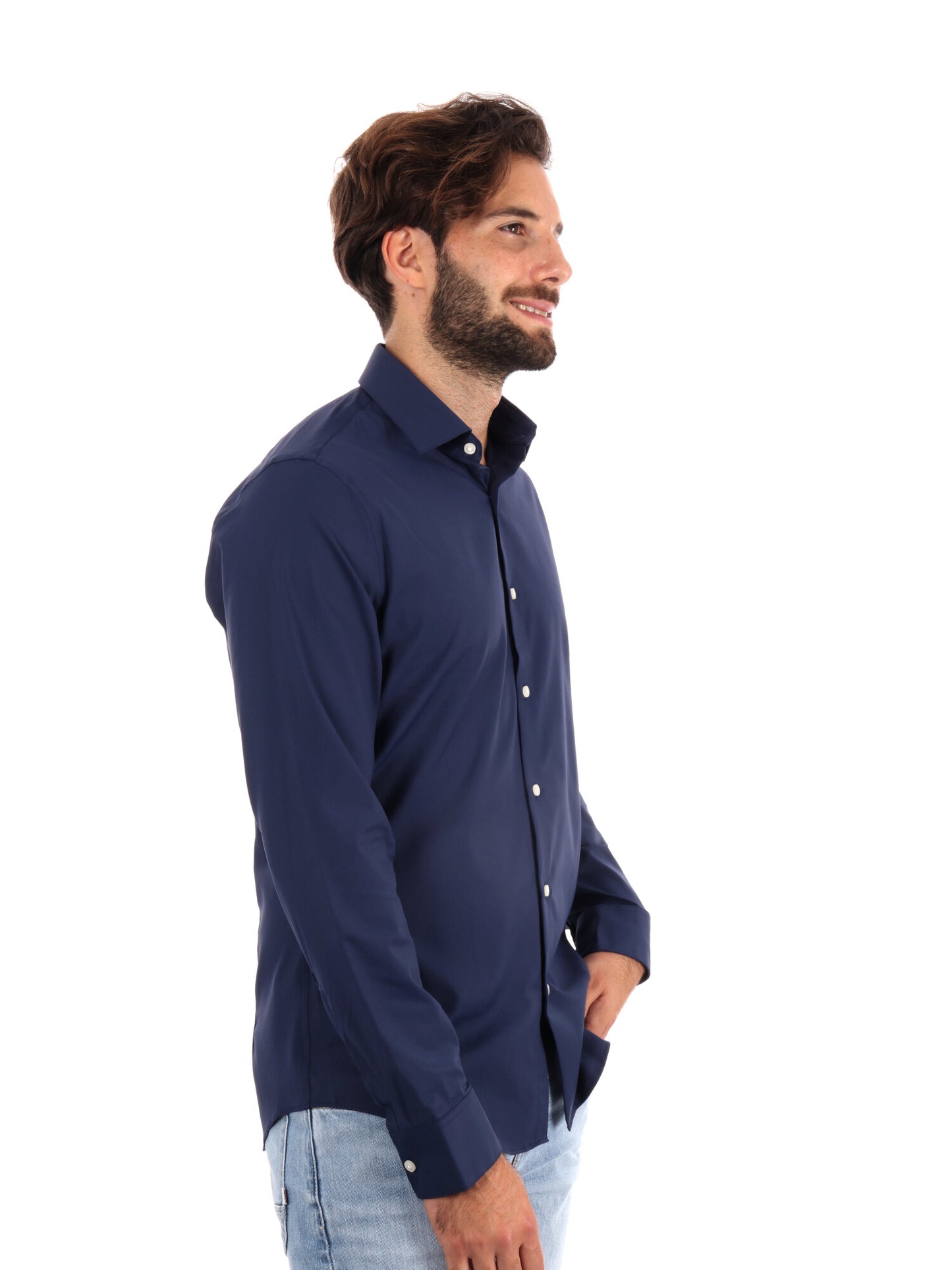 CAMICIA SLIM PERFORMANCE STRETCH CALVIN KLEIN JEANS UOMO BLU