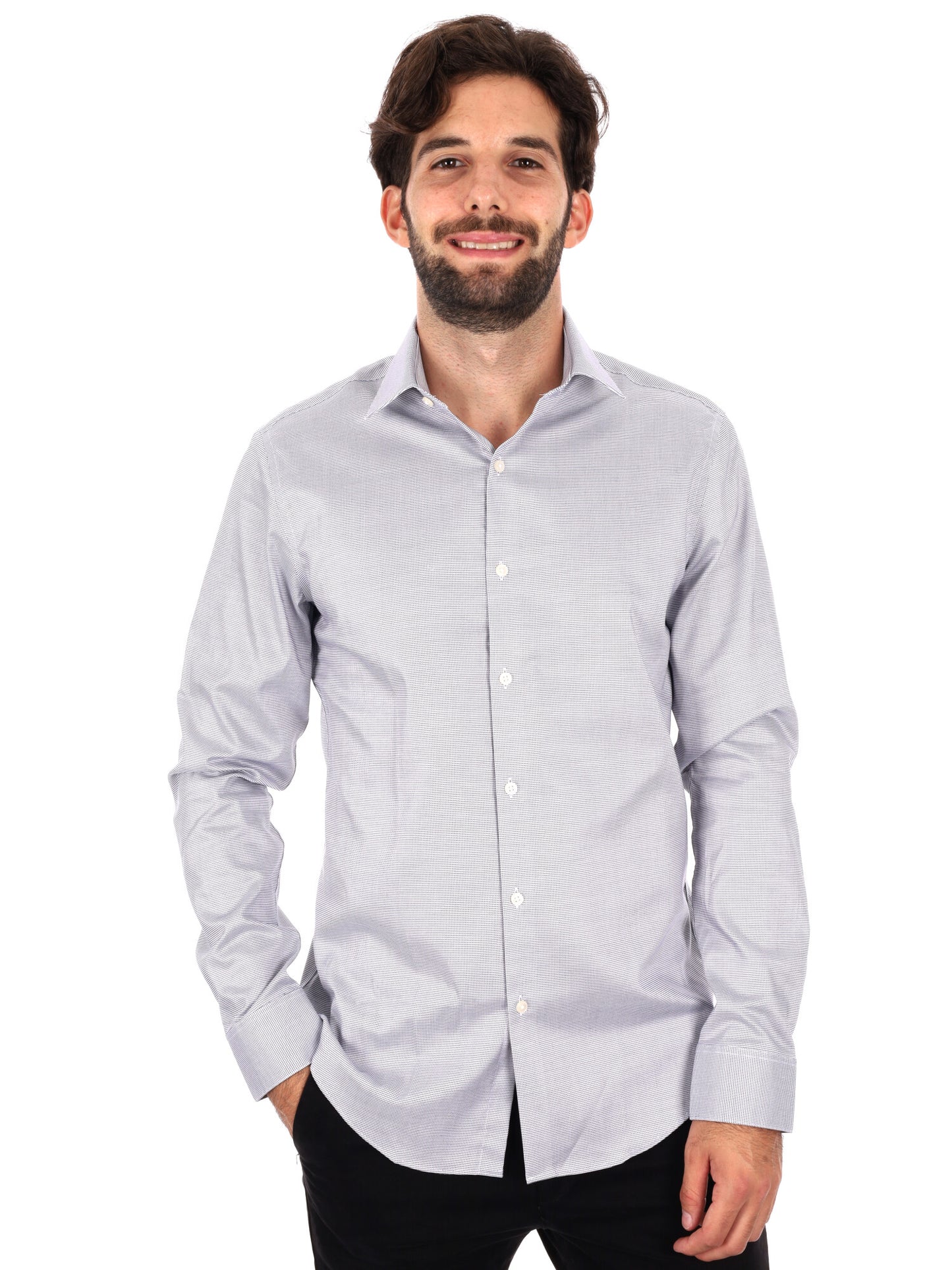 CAMICIA MICRO FANTASIA SLIM CALVIN KLEIN DA UOMO BLU