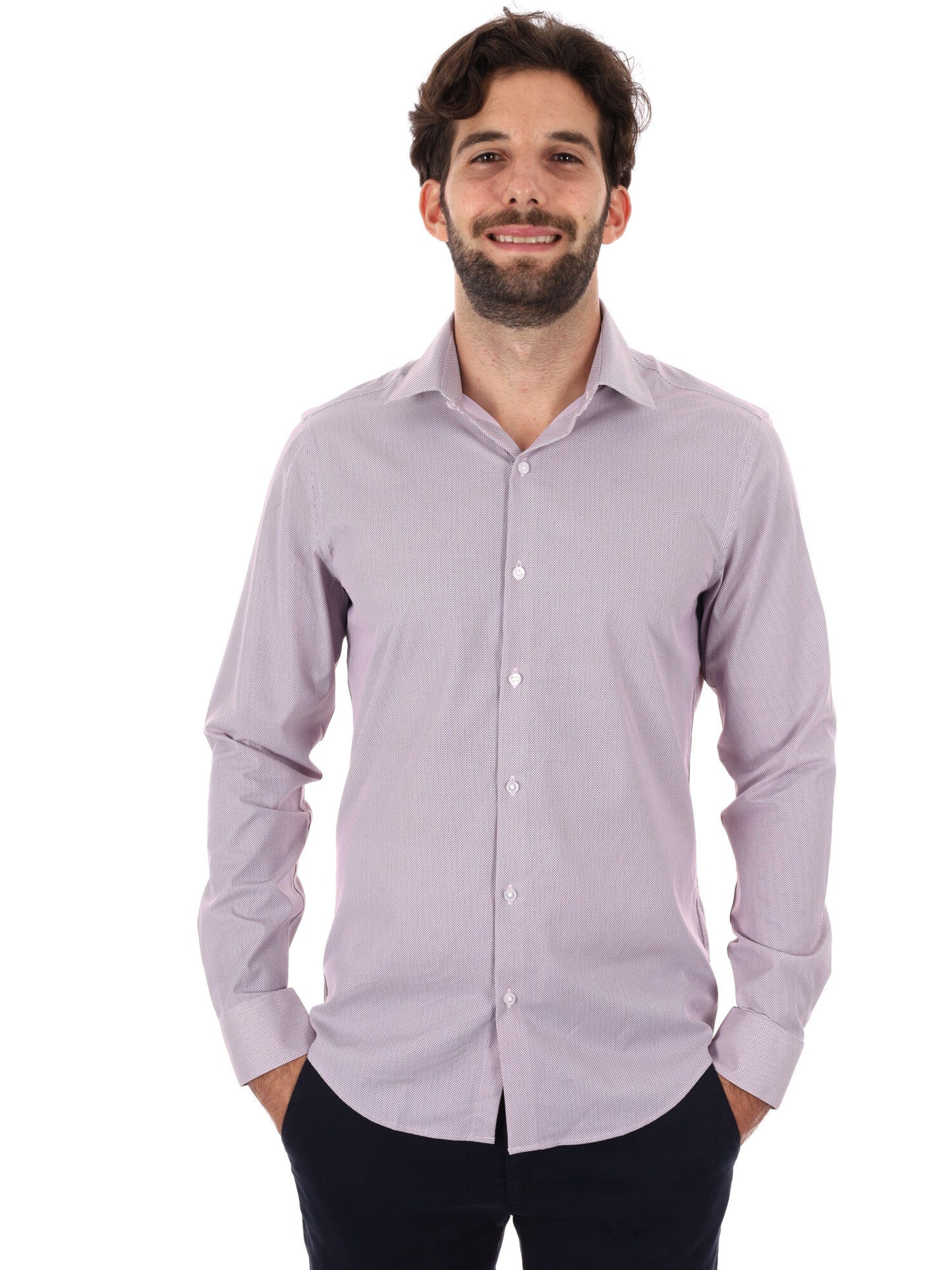 CAMICIA SLIM CALVIN KLEIN DA UOMO BORDEUAX
