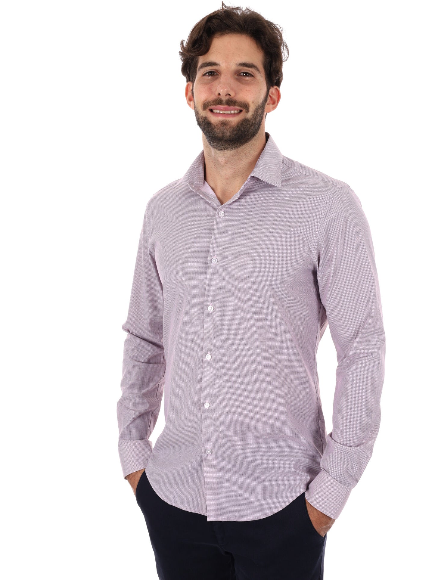 CAMICIA SLIM CALVIN KLEIN DA UOMO BORDEUAX