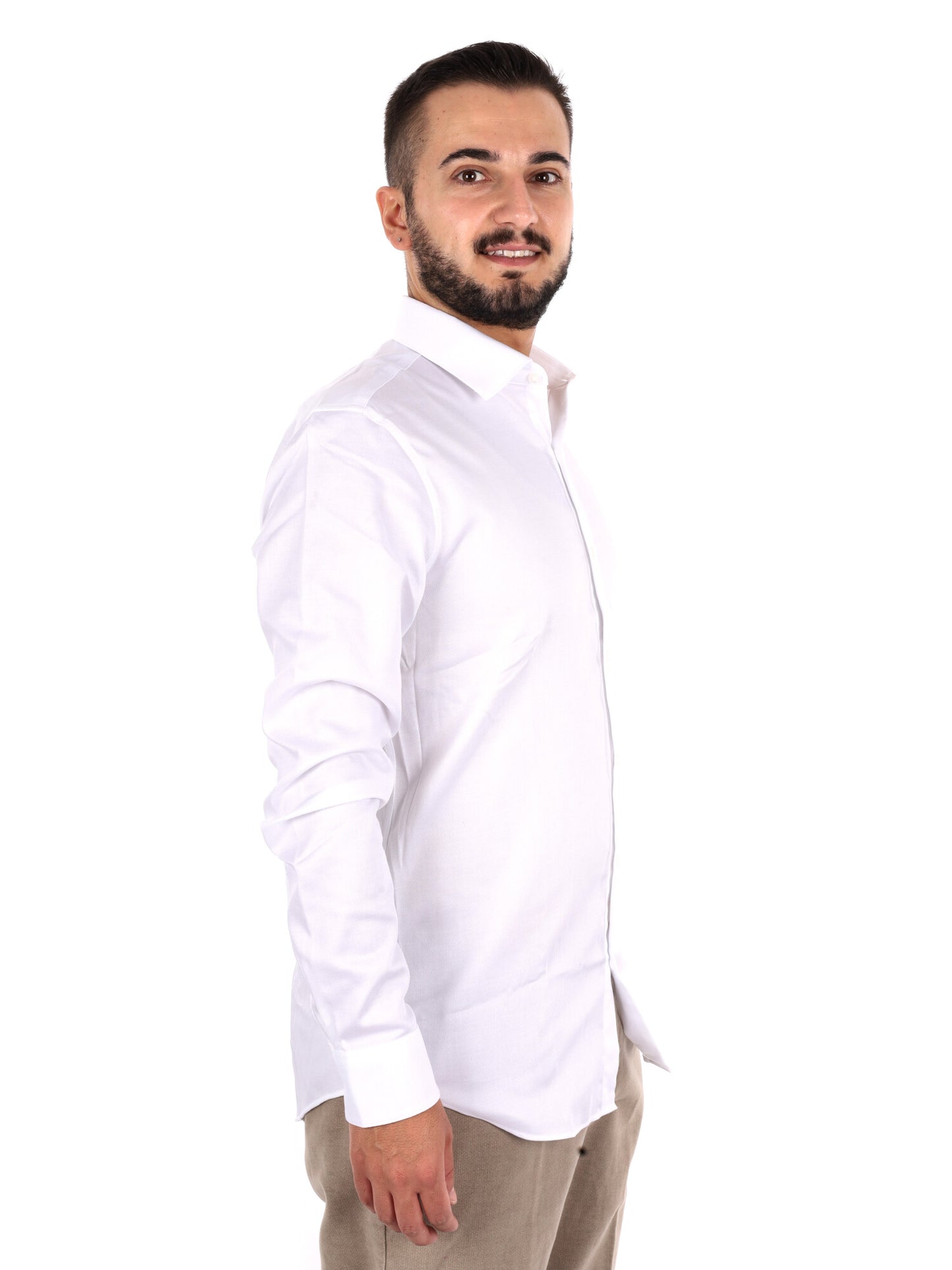 Calvin Klein Slim Stretch Collar, camicia da uomo bianca