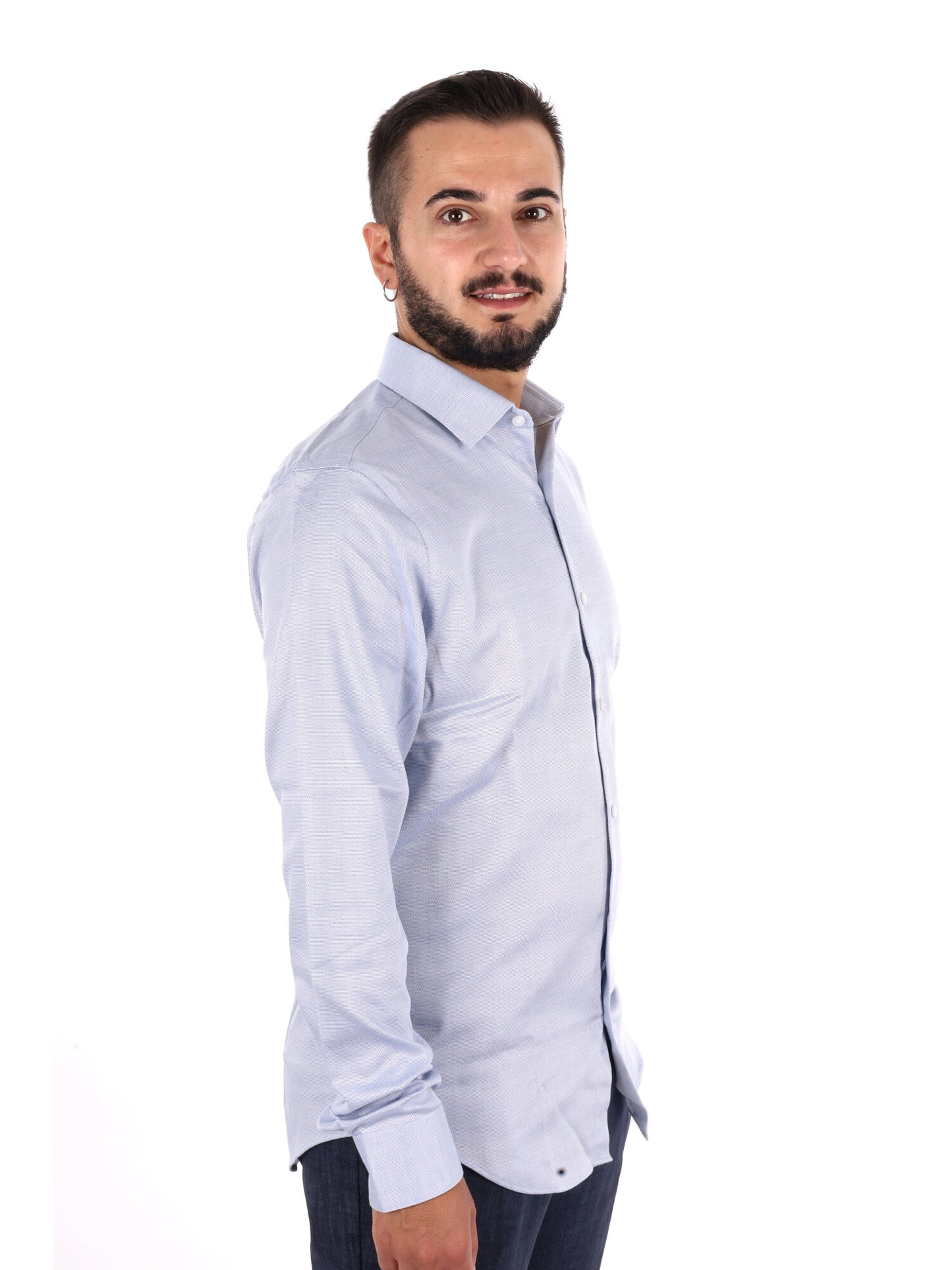 Calvin Klein CK Slim Str Collar, camicia da uomo azzurra