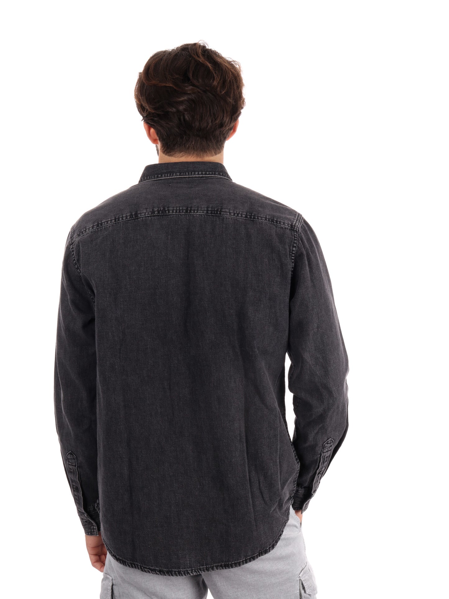 CAMICIA DENIM CASUAL CLASSIC CALVIN KLEIN JEANS DA UOMO NERO
