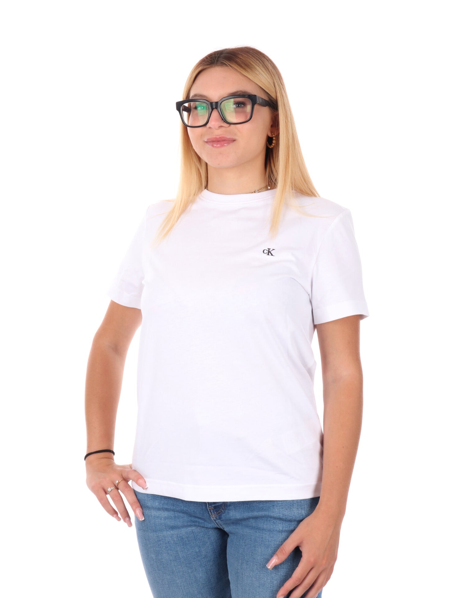 T-SHIRT GIROCOLLO CALVIN KLEIN DA DONNA BIANCO