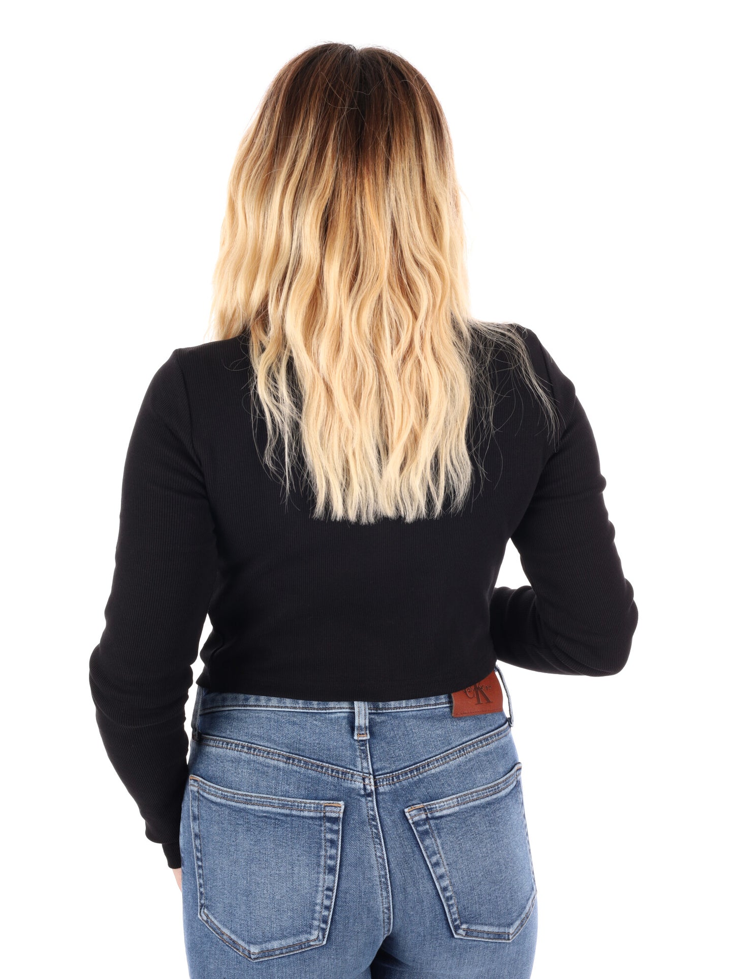 CARDIGAN A COSTINE CROP CALVIN KLEIN JEANS DA DONNA NERO