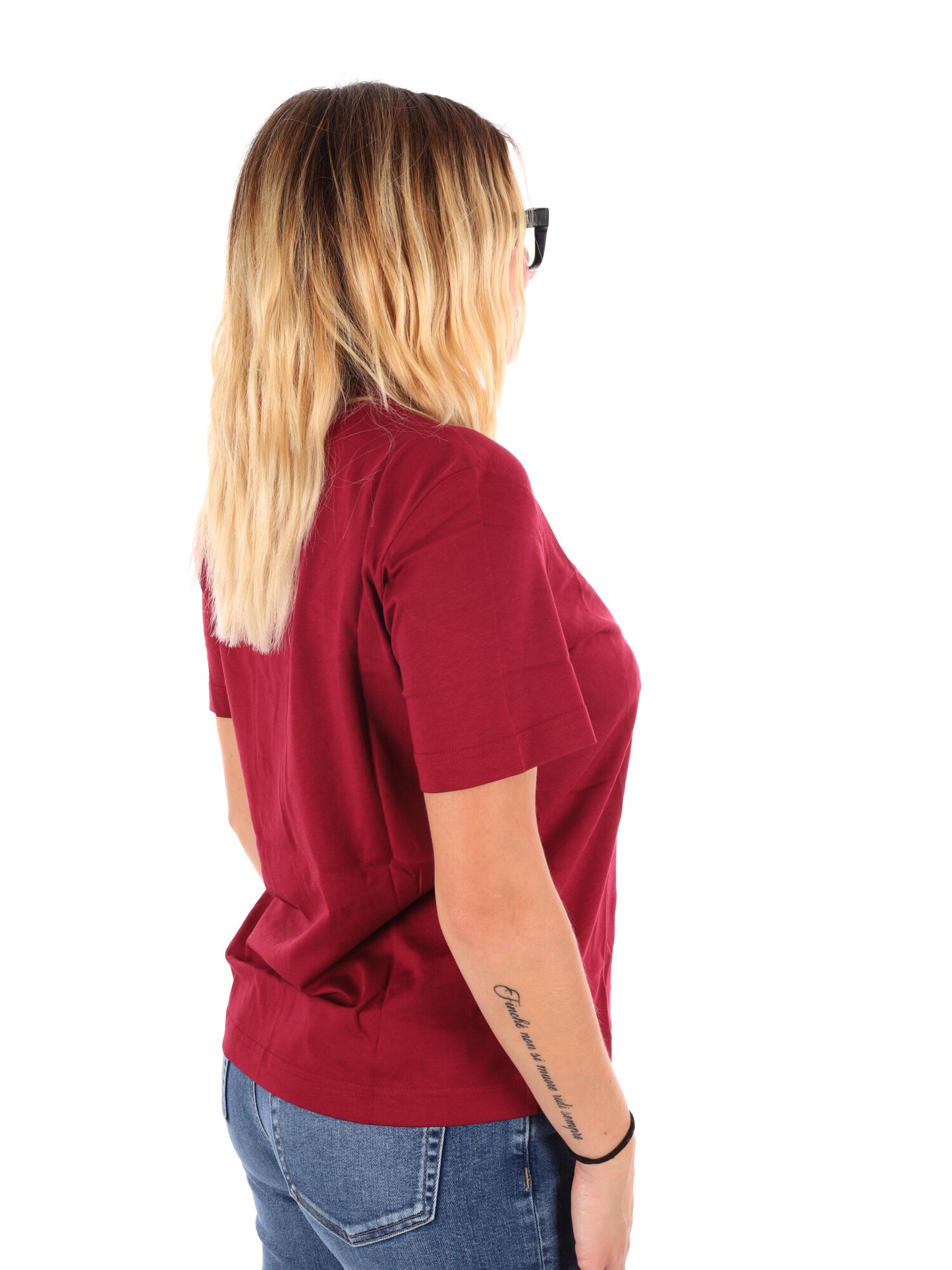 T-SHIRT LOGO CALVIN KLEIN JEANS DA DONNA BORDEAUX