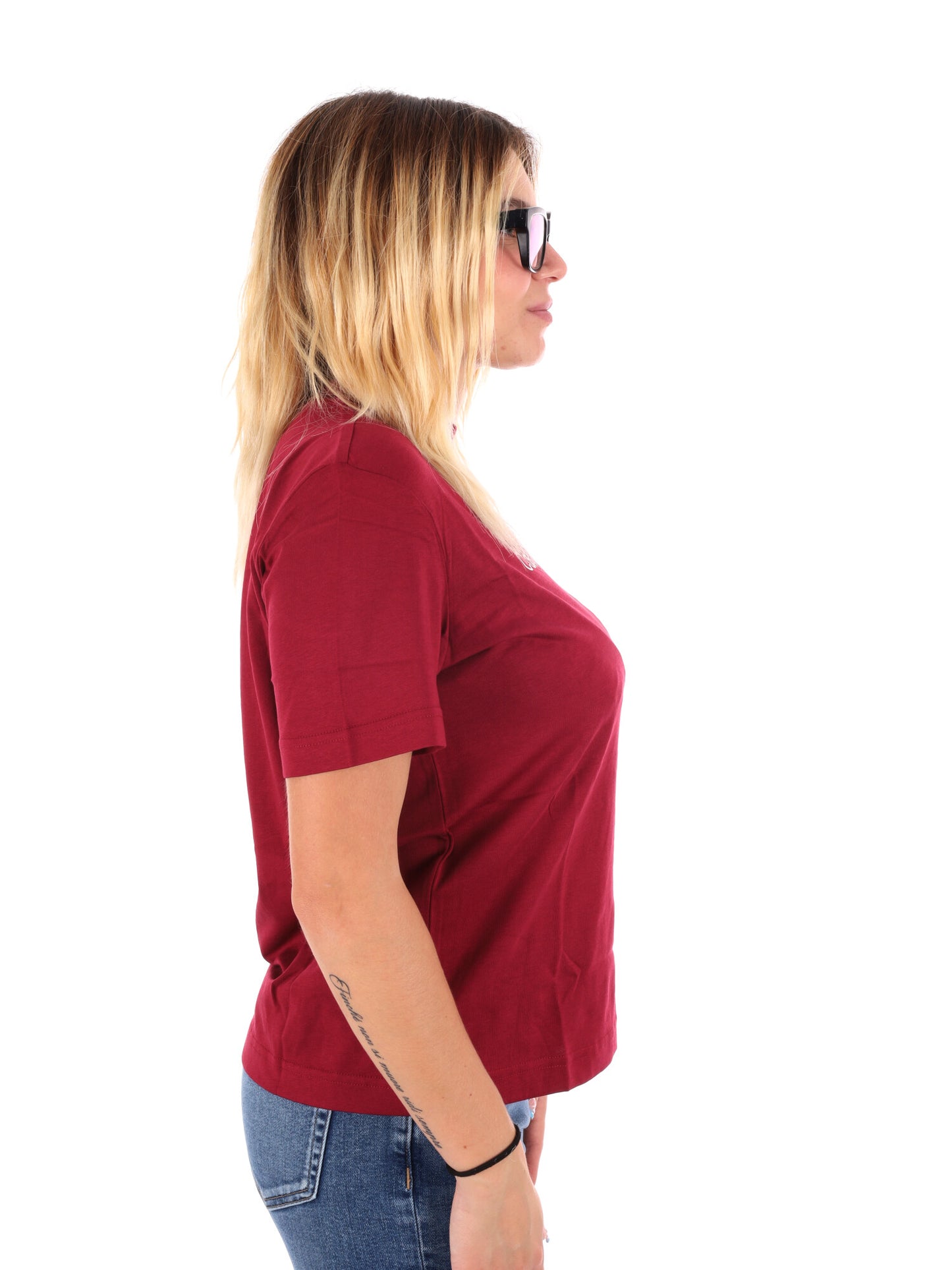 T-SHIRT LOGO CALVIN KLEIN JEANS DA DONNA BORDEAUX