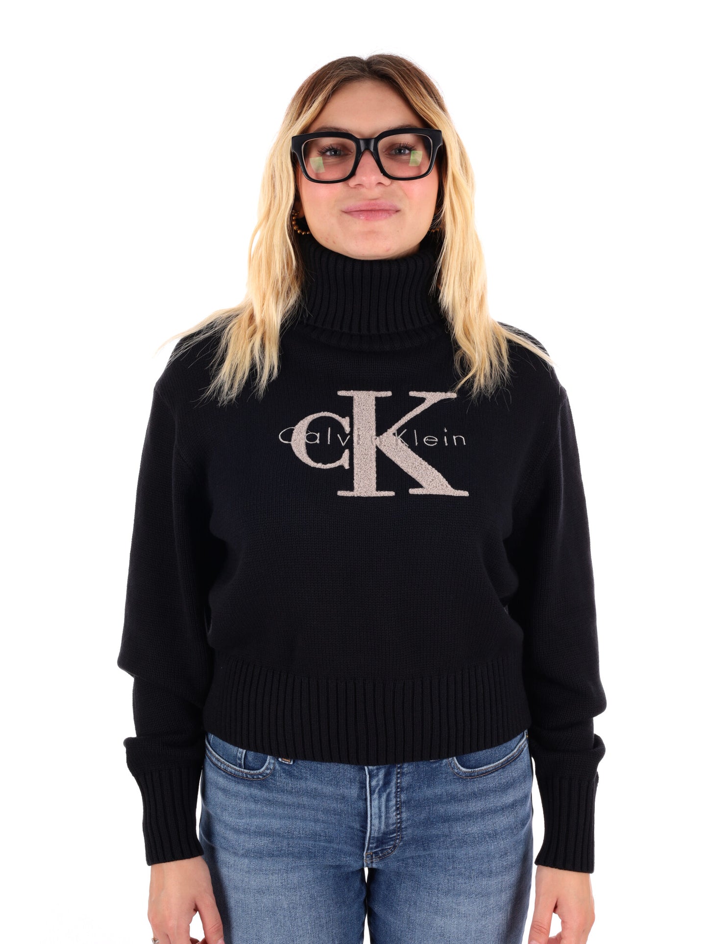 PULLOVER CON COLLO A LUPETTO CALVIN KLEIN JEANS DA DONNA NERO