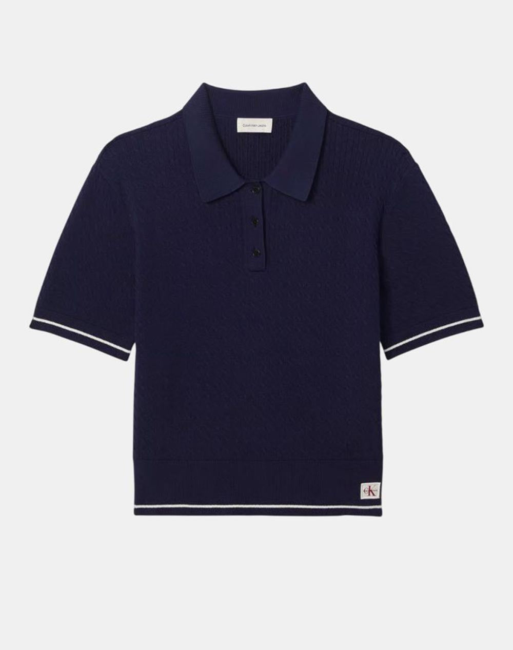 Polo blu Calvin Klein Jeans da donna in maglia intrecciata