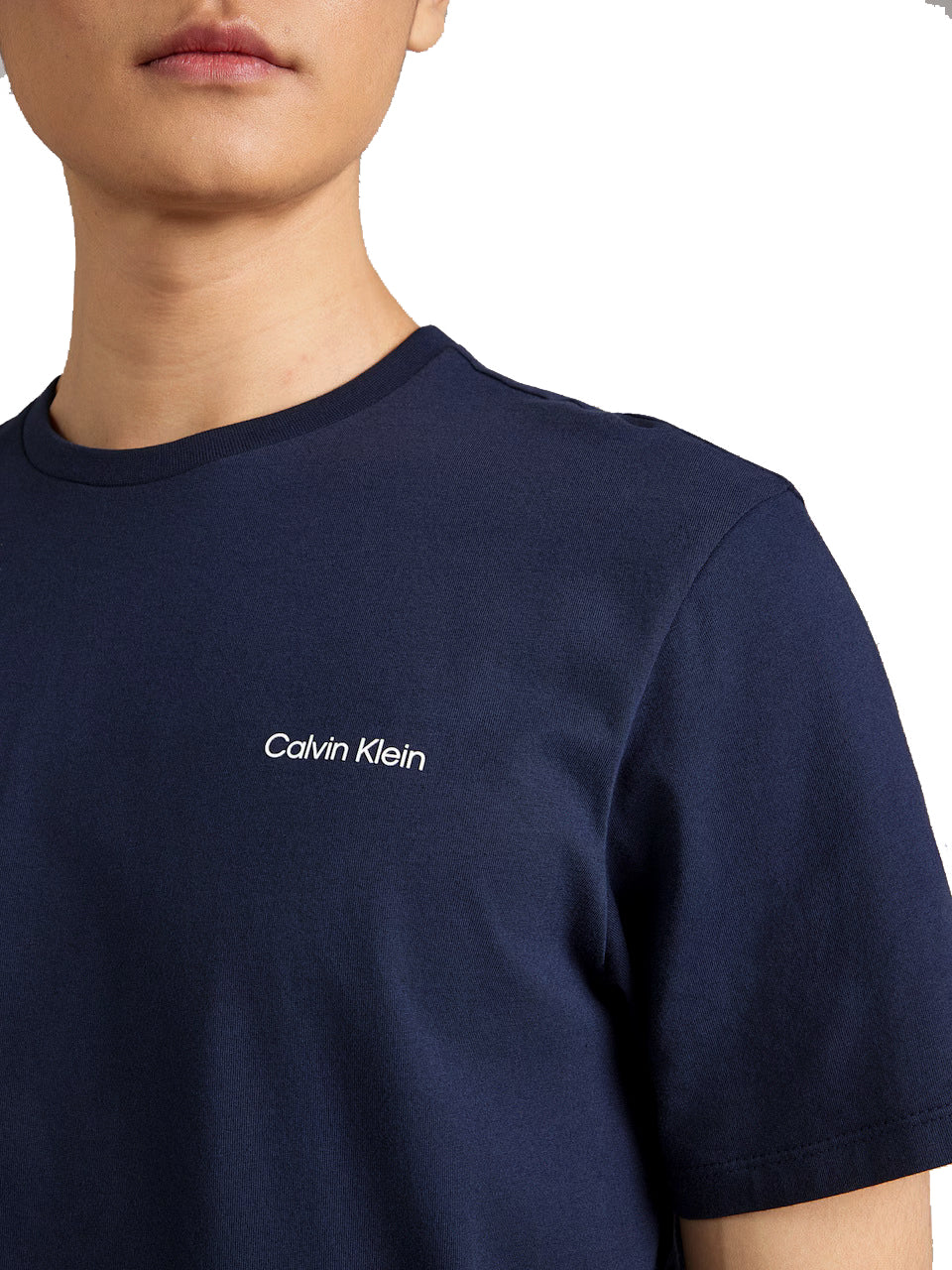 Calvin Klein Micro Logo, t-shirt blu da uomo con girocollo