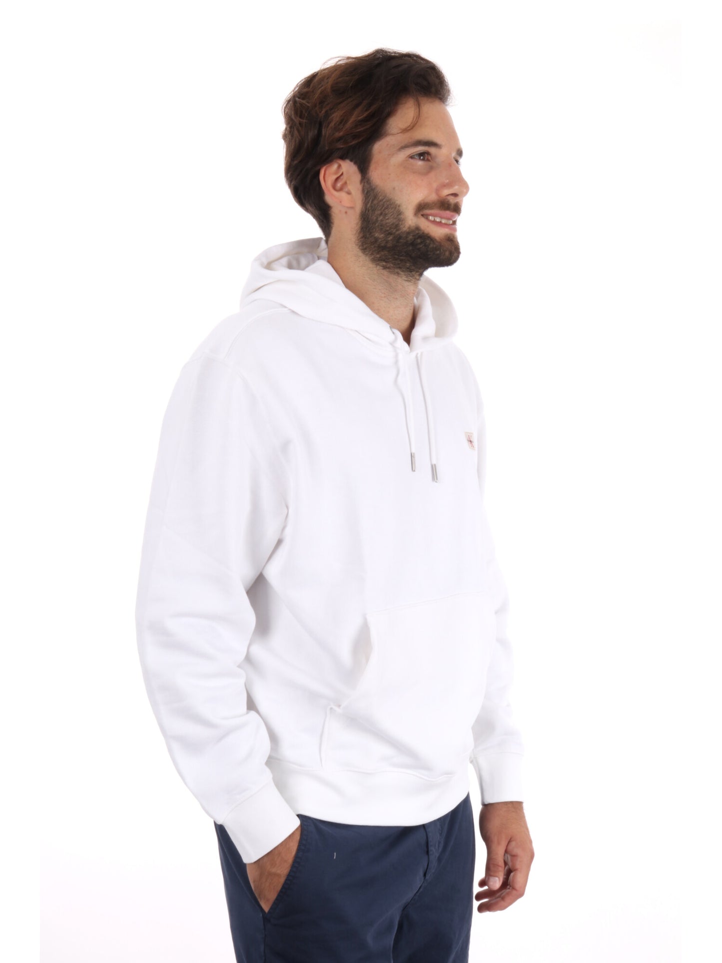 FELPA CON CAPPUCCIO CALVIN KLEIN JEANS UOMO BIANCO