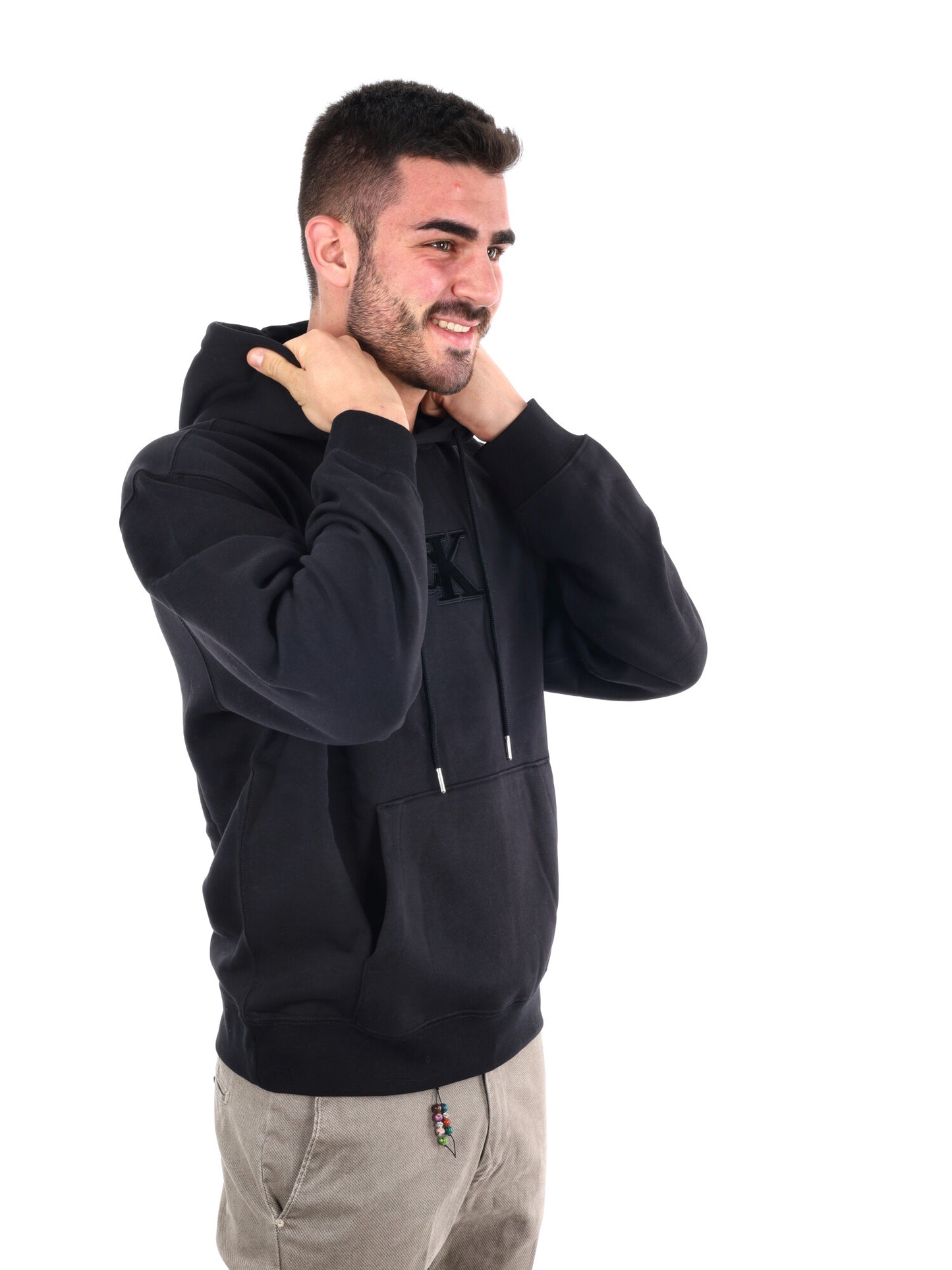FELPA CON CAPPUCCIO E LOGO CALVIN KLEIN DA UOMO NERO