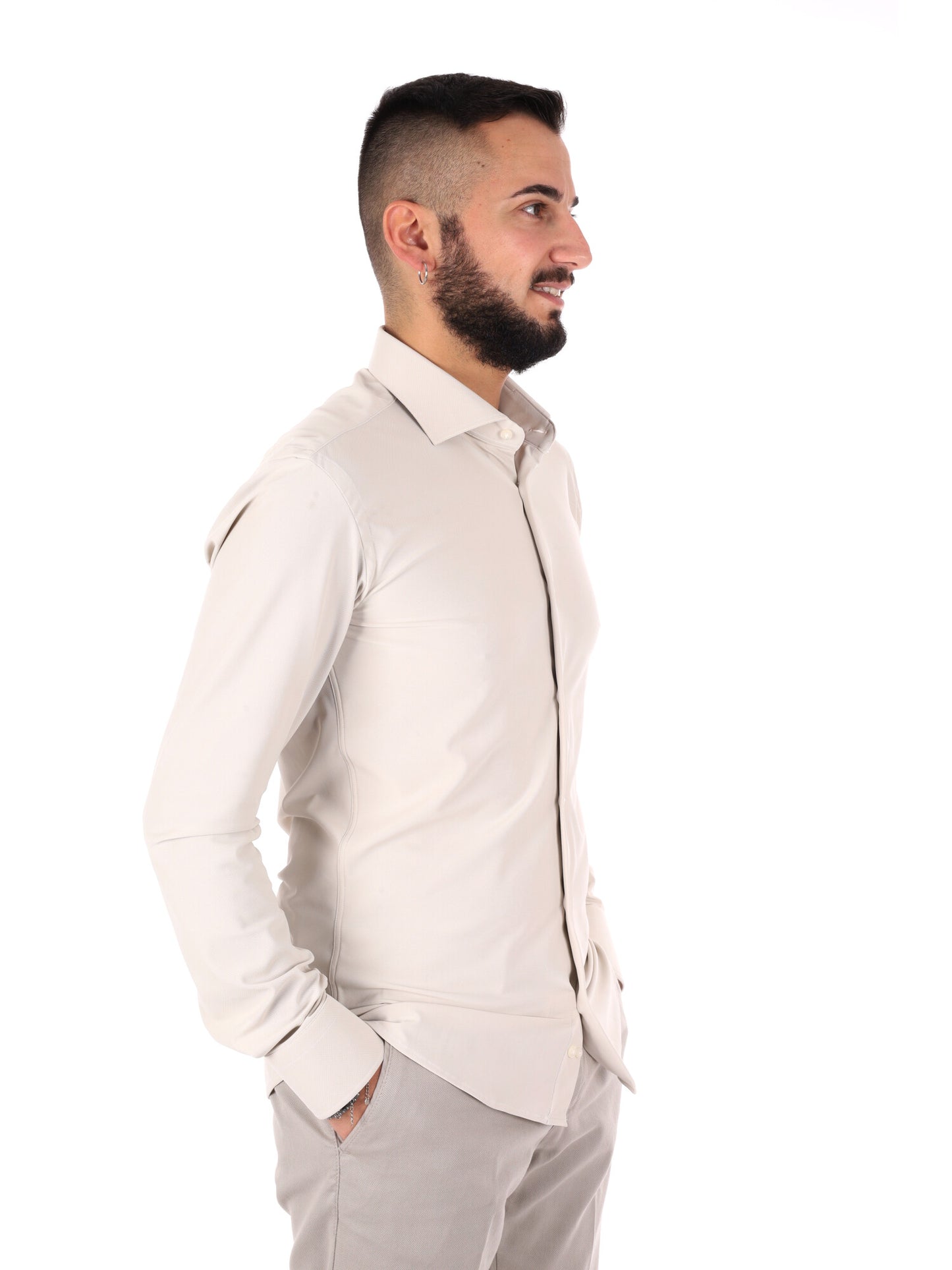 Camicia beige FB New Infinity 05 da uomo elegante per cerimonie