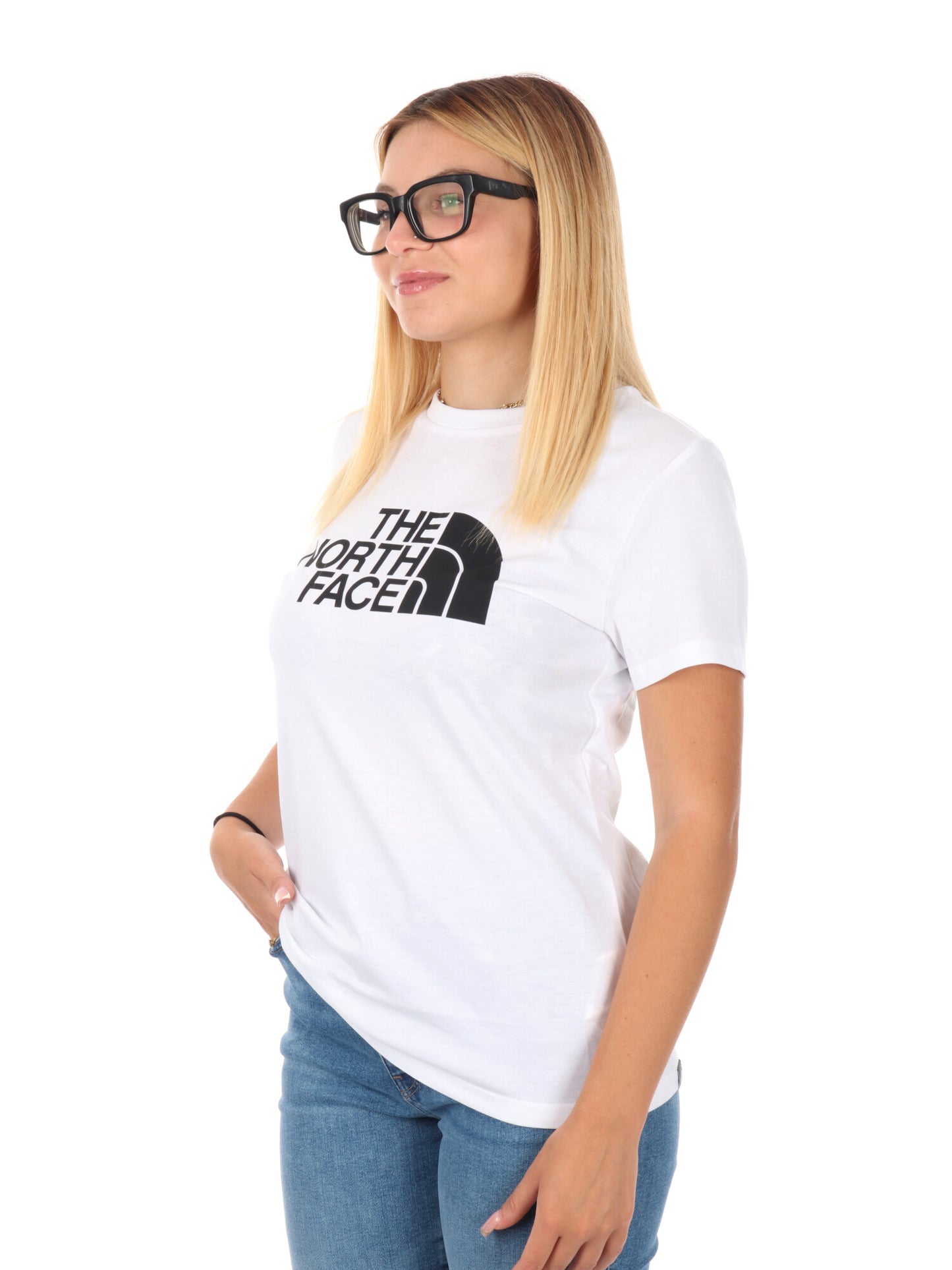 T-SHIRT BASIC CON LOGO THE NORTH FACE DONNA BIANCO-NERO