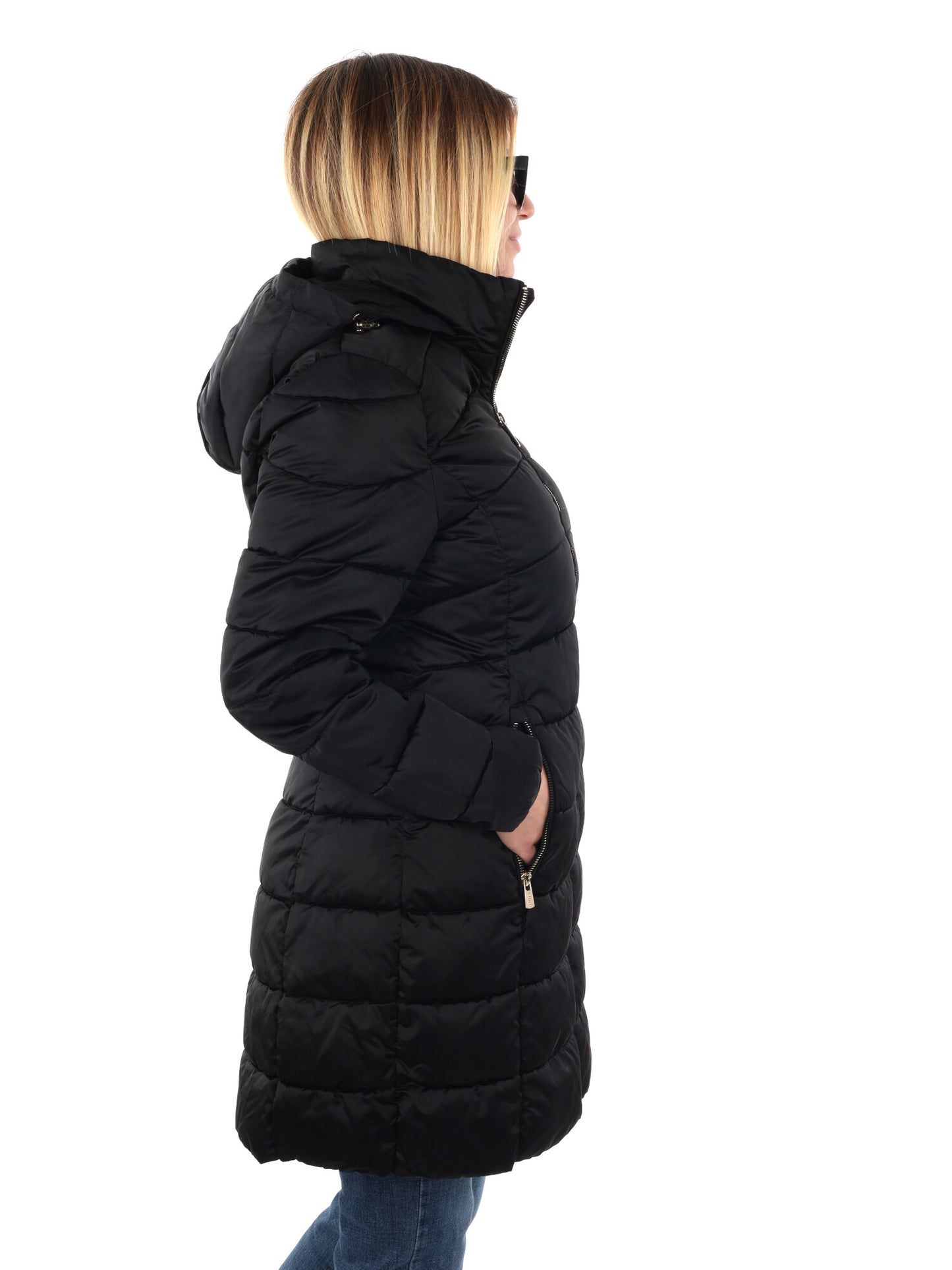 GIACCONE LUNGO TRAPUNTATO YES ZEE DA DONNA NERO